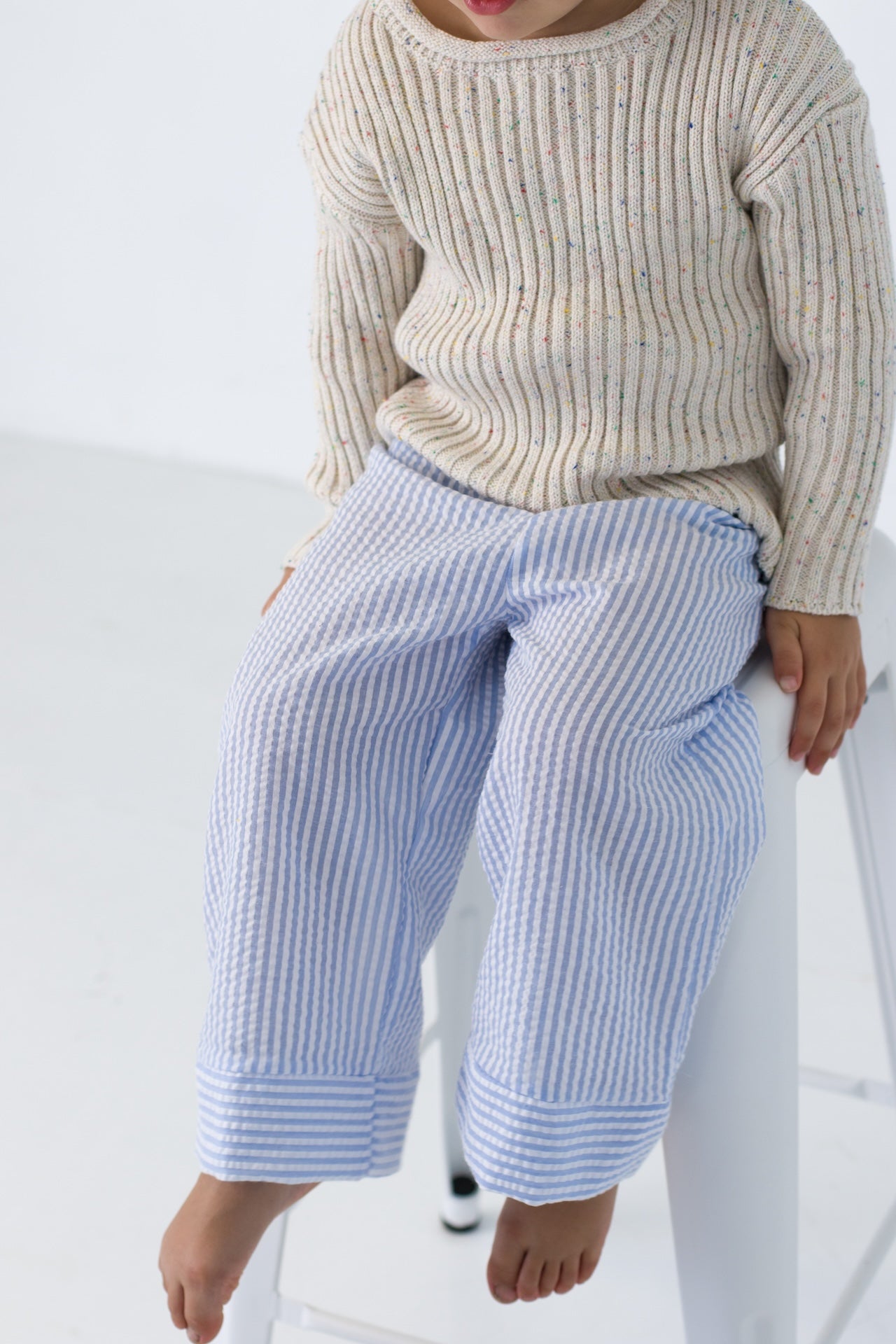Seersucker Lounge Pants Blue bel bow