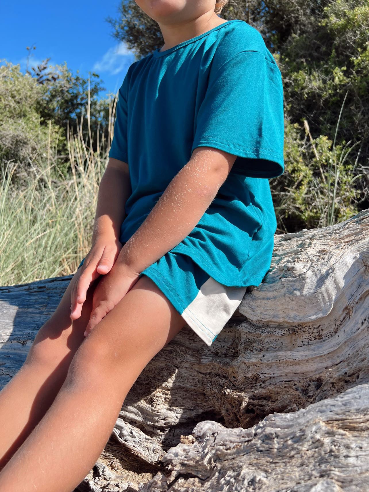 Bamboo Lounge T-Shirt & Retro Shorts Set - Teal