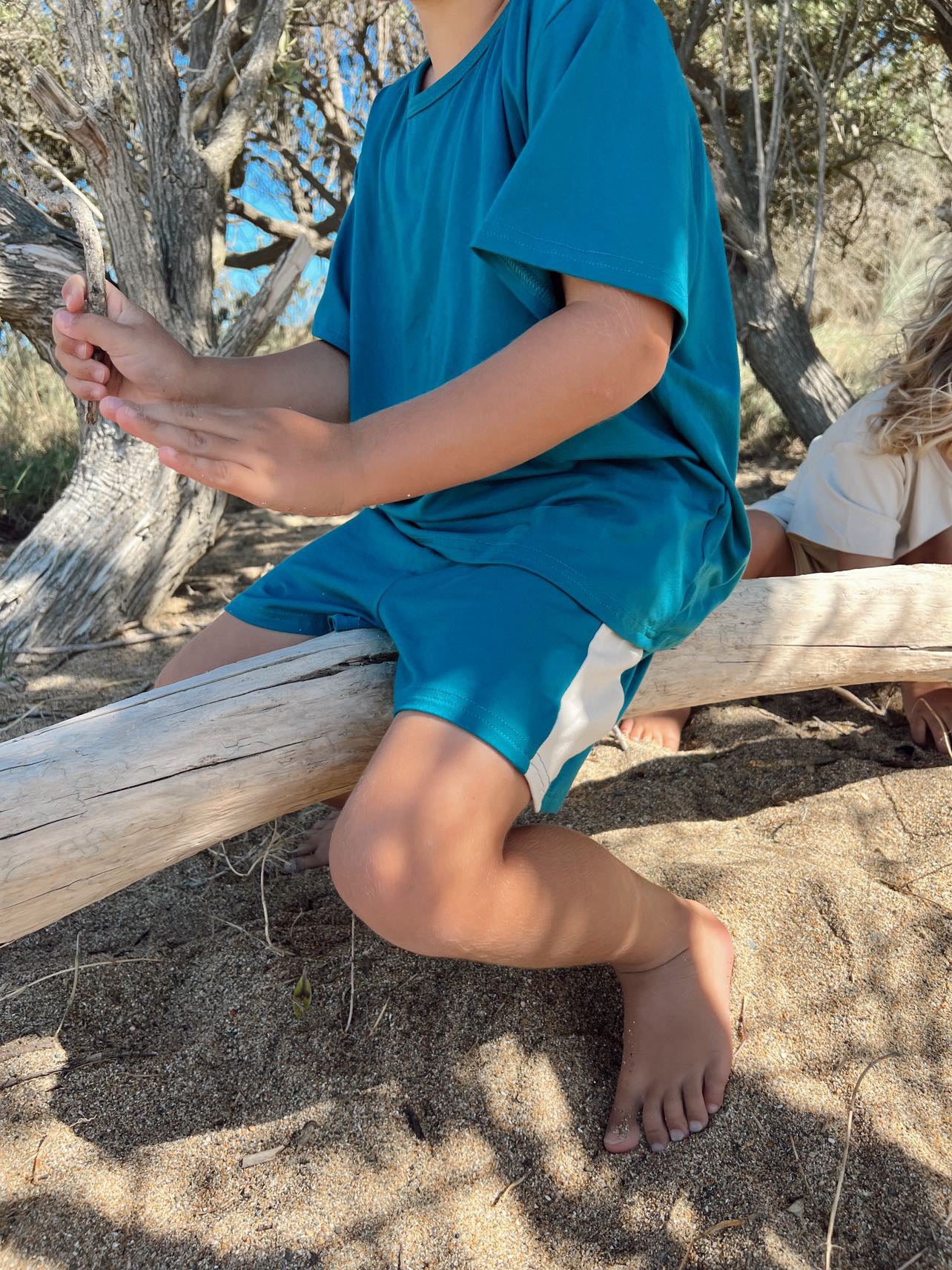 Bamboo Lounge T-Shirt & Retro Shorts Set - Teal