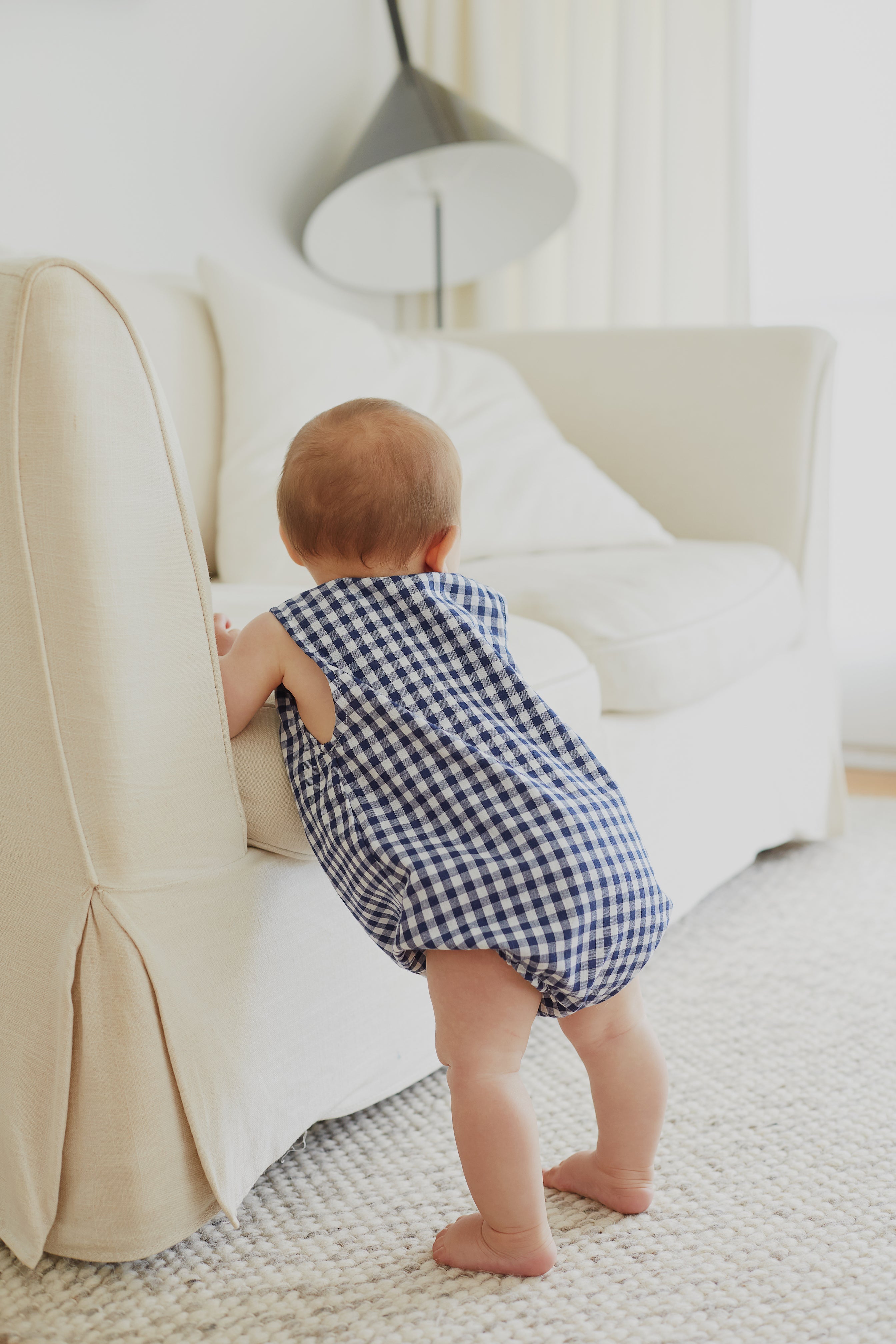 Bubble Romper In Navy Gingham bel & bow