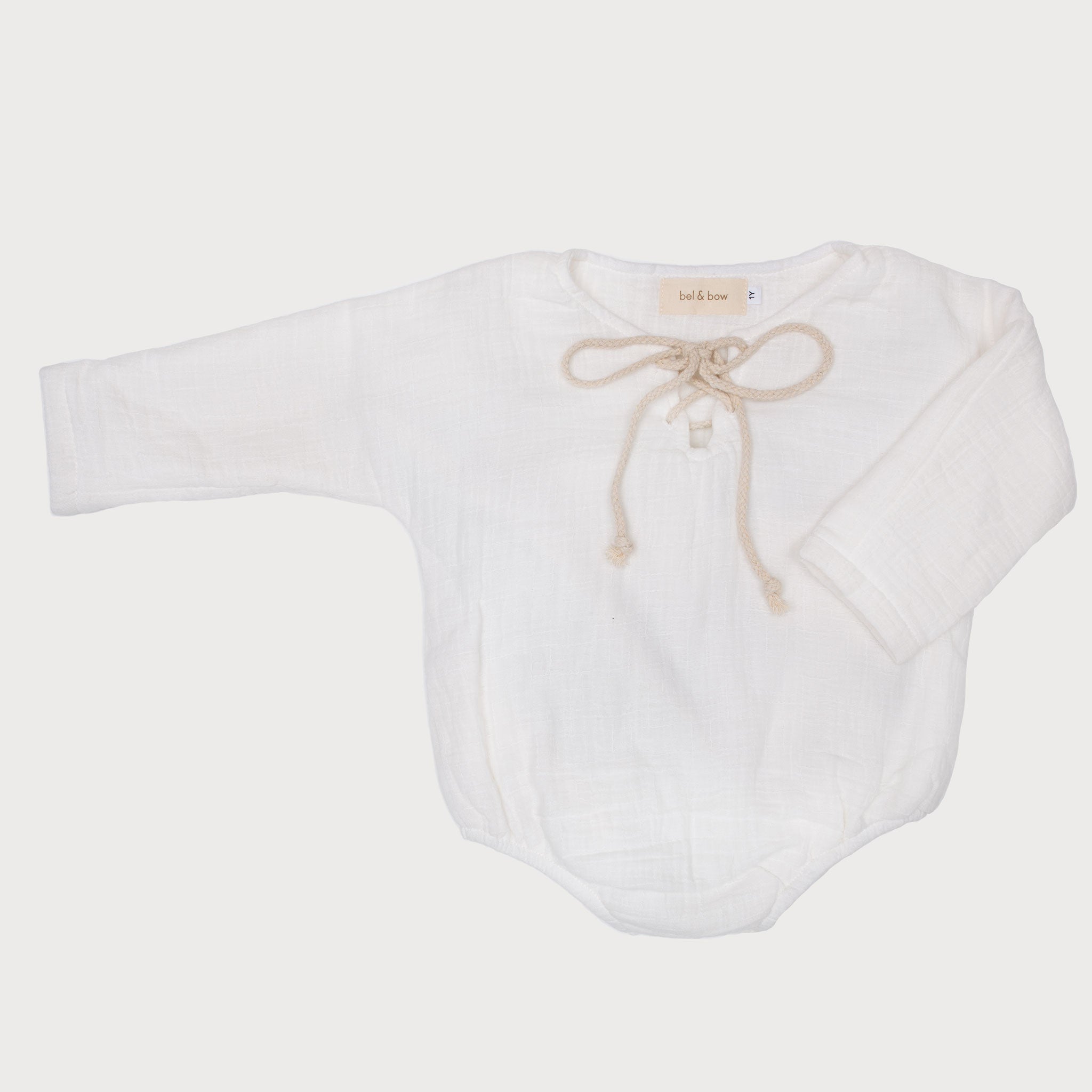 Casual Slouch Romper - White bel & bow