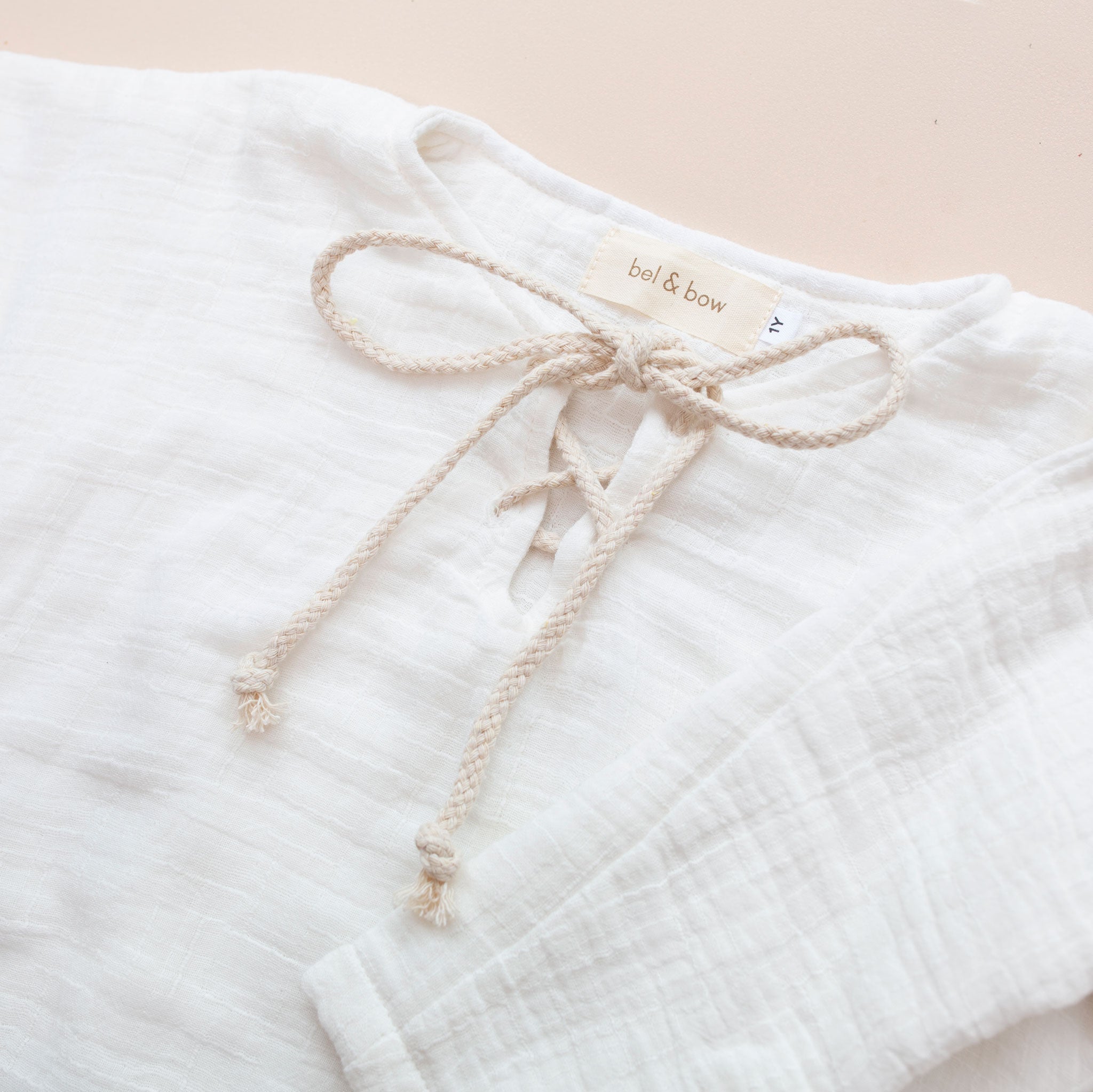 Casual Slouch Romper - White bel & bow