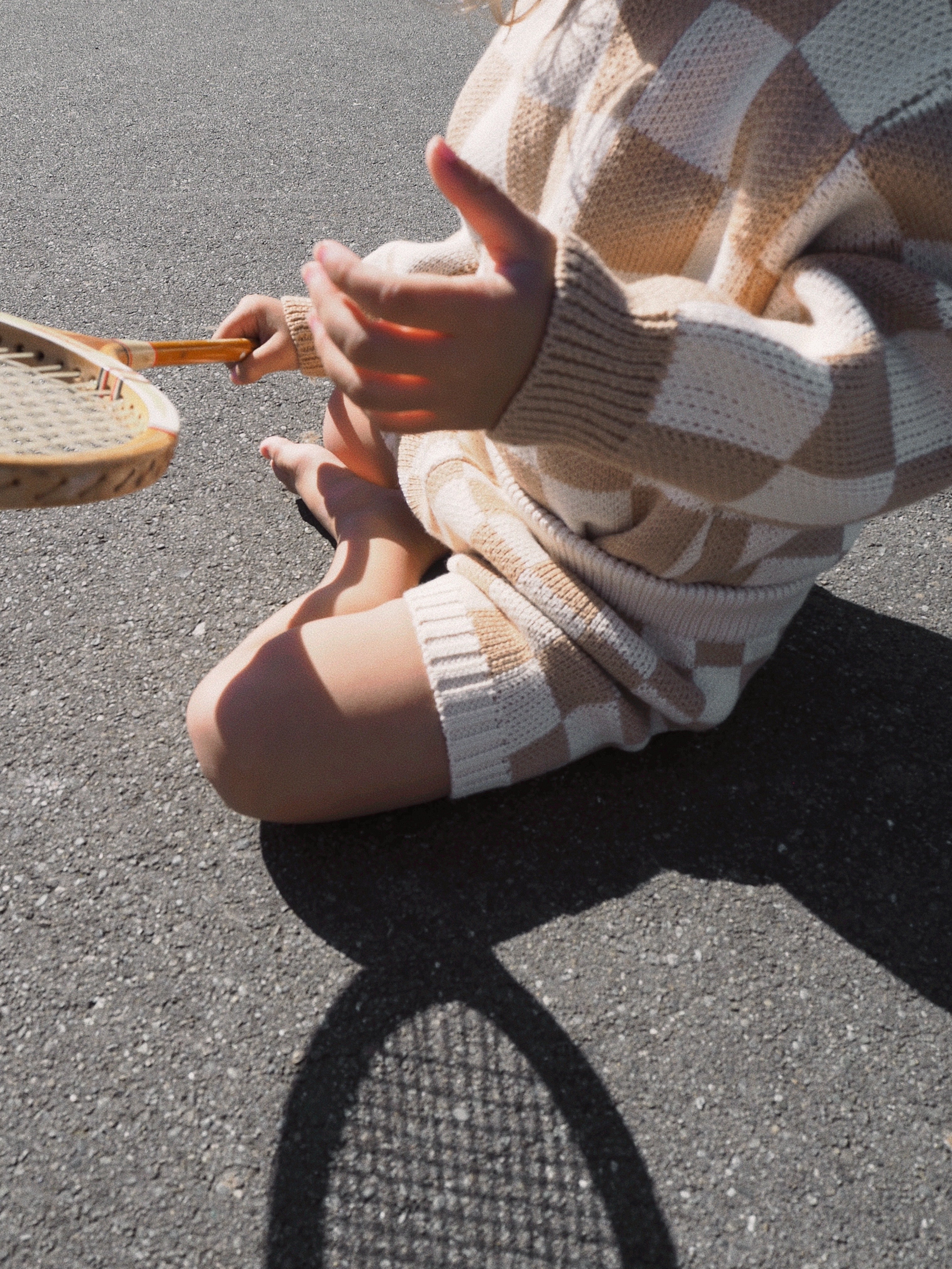 Checkerboard Knit Shortie - Caramel bel & bow
