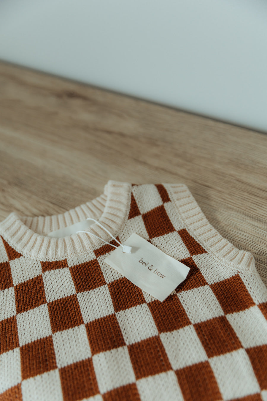 Checkerboard Knit Vest - Chocolate bel & bow