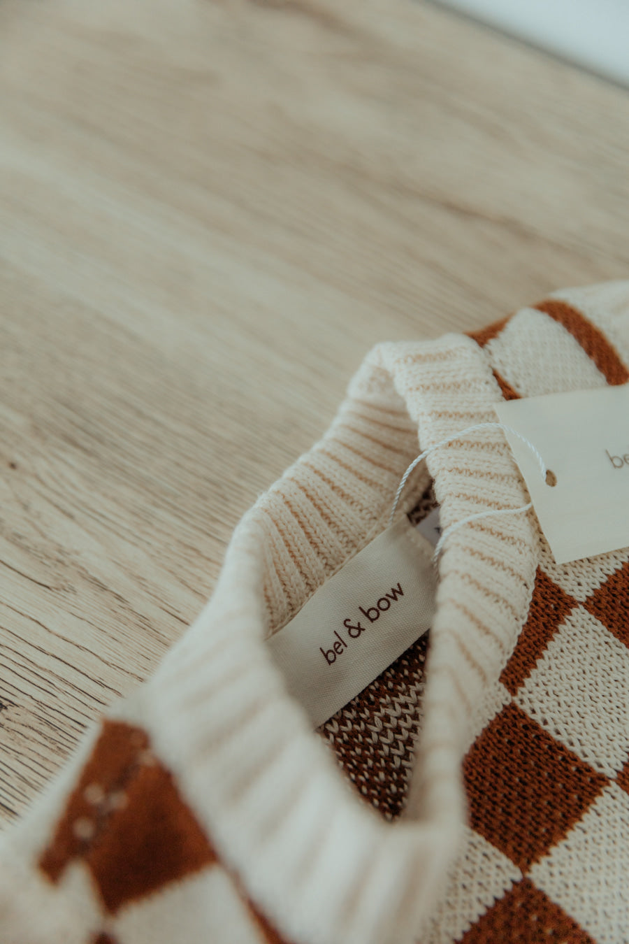 Checkerboard Knit Vest - Chocolate bel & bow