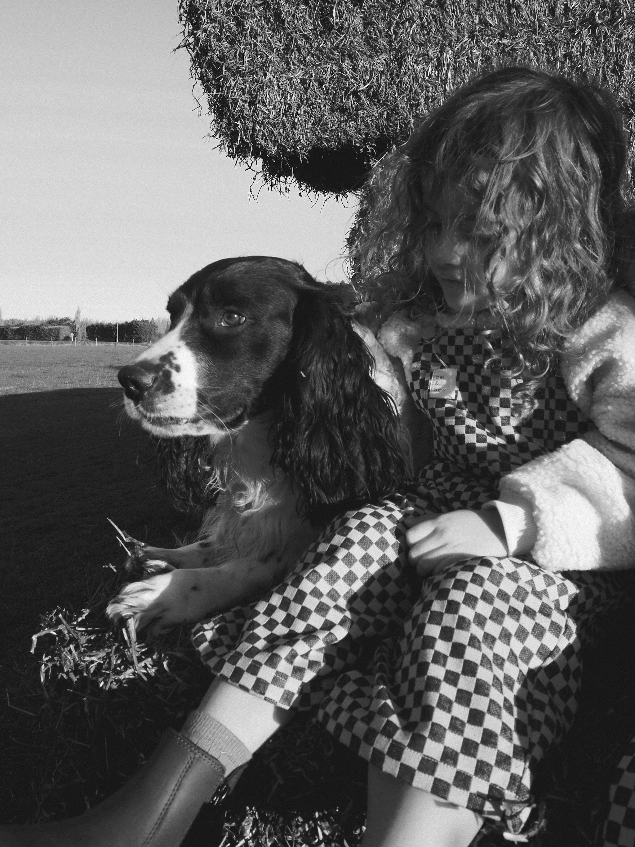 Checkerboard Overall - Brown bel & bow