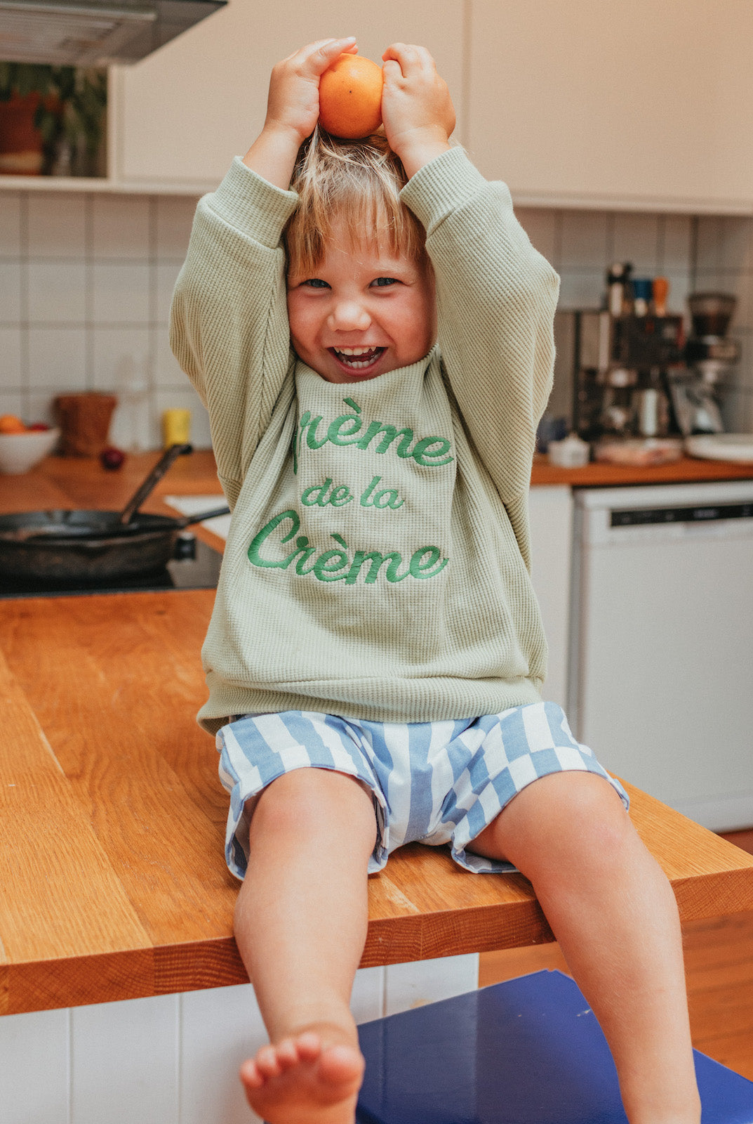 Crème de la Crème Waffle Jumper & Bike Short Set - Pistachio bel & bow