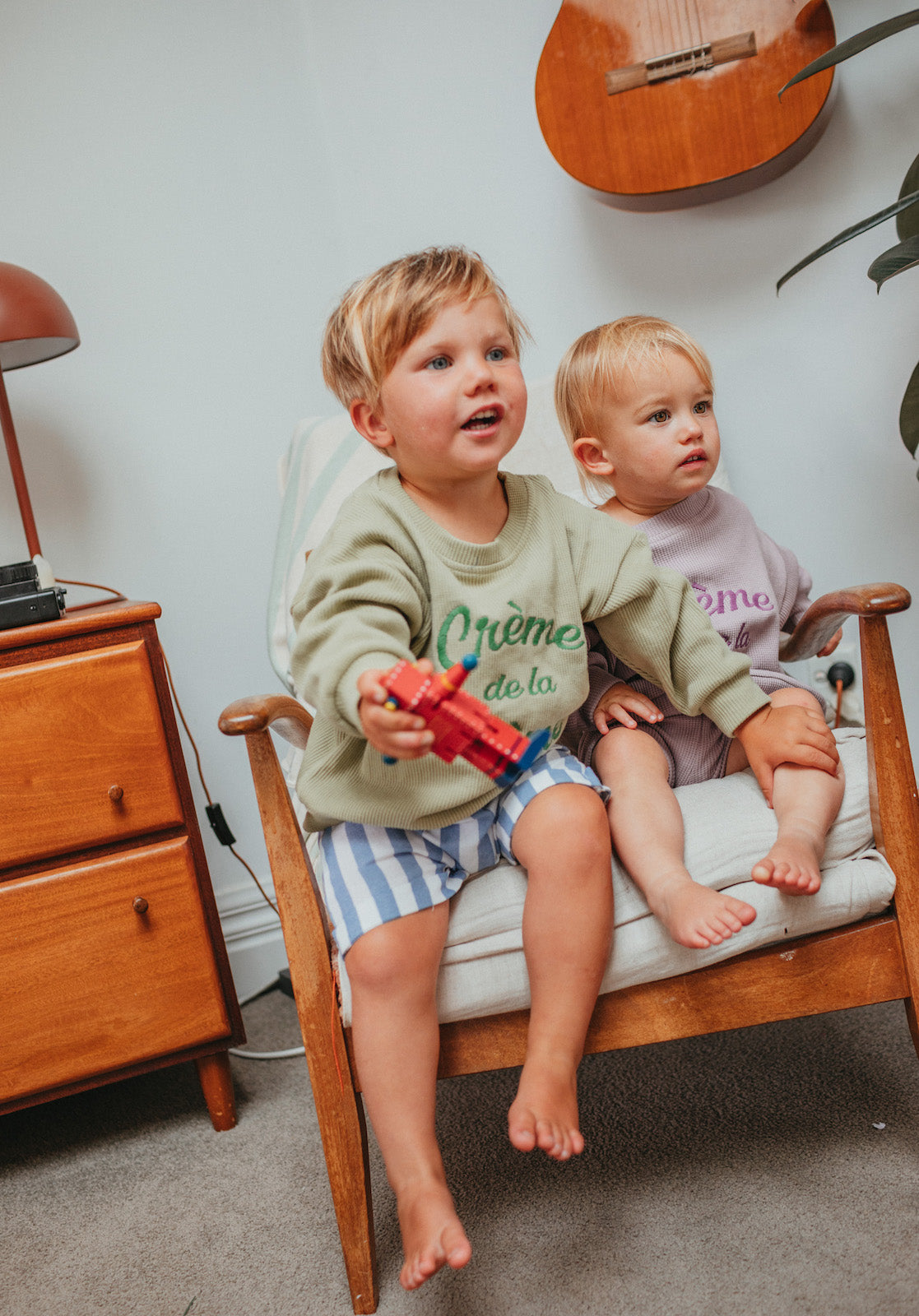 Crème de la Crème Waffle Jumper & Bike Short Set - Pistachio bel & bow