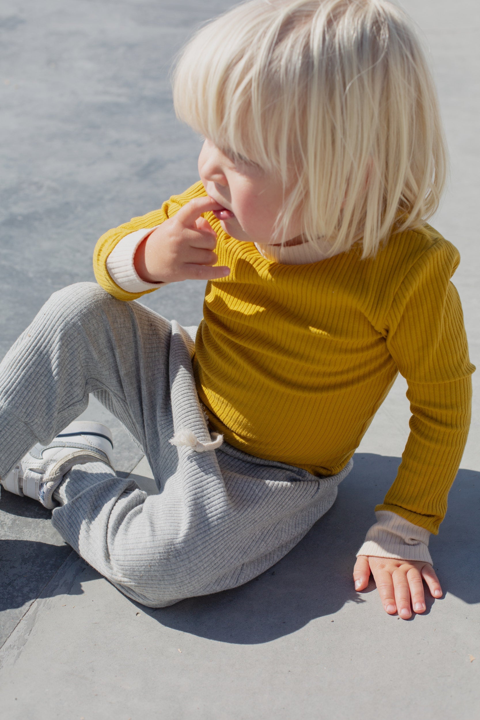 Cuffed Long Sleeve Top - Oatmeal with Gold Binds bel & bow