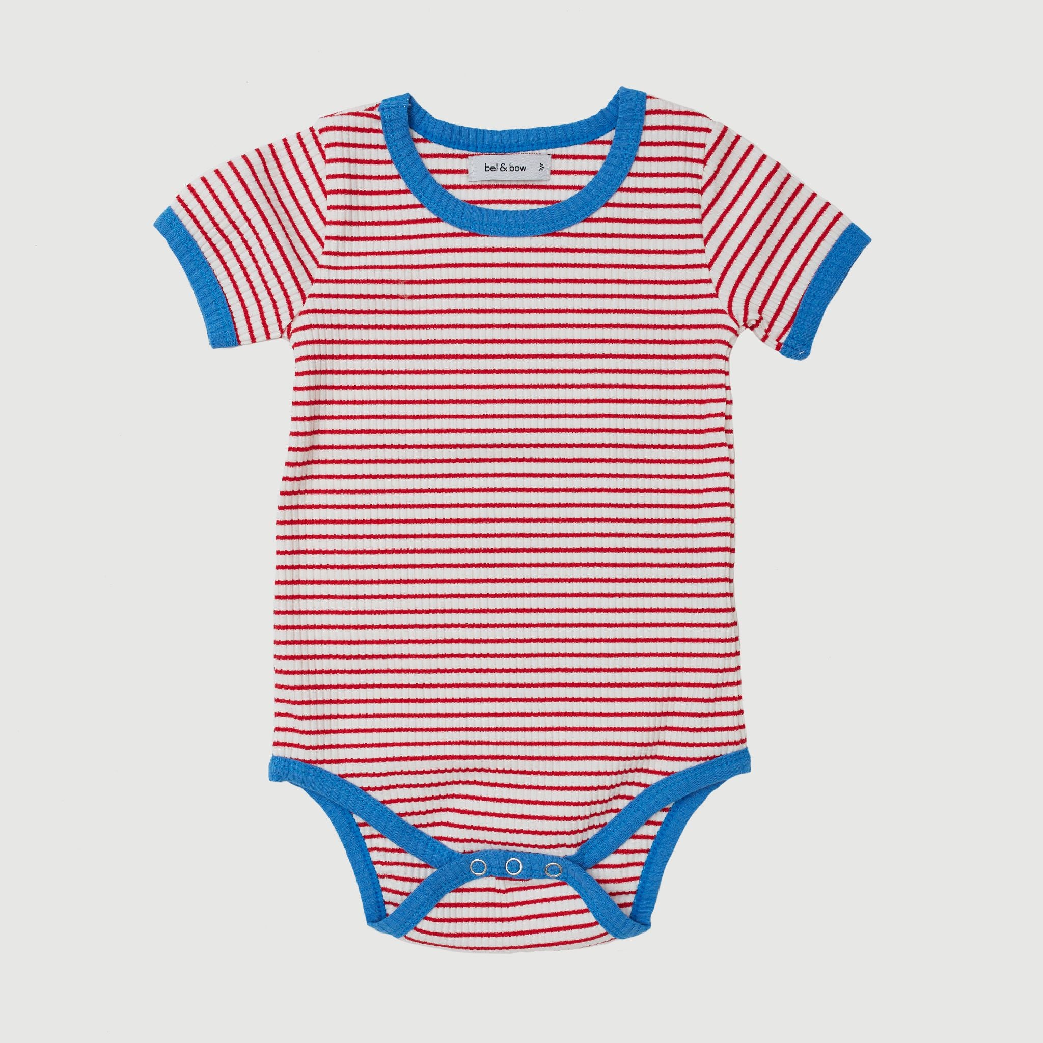 Retro Ringer Ribbed Bodysuit - Red Stripes