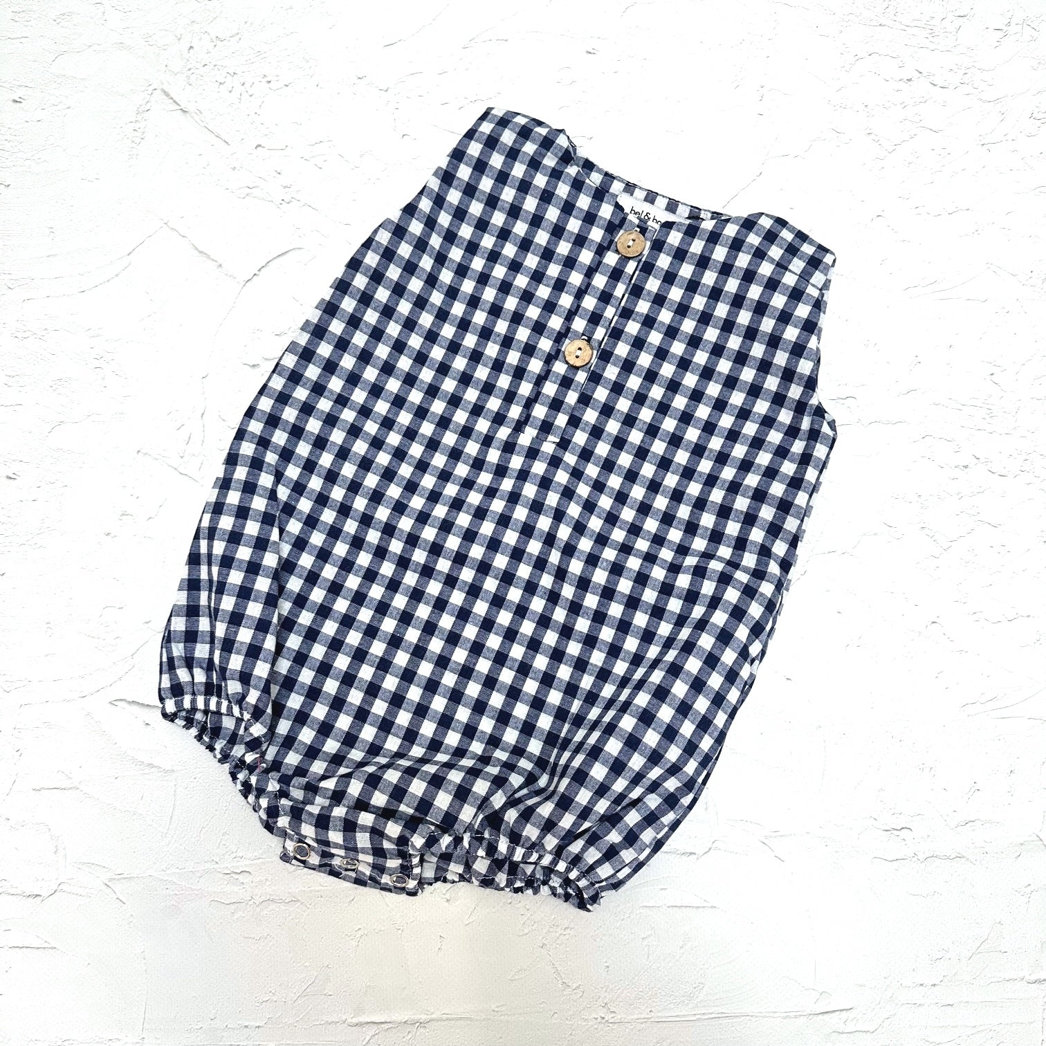 Gingham Bubble Romper - Navy