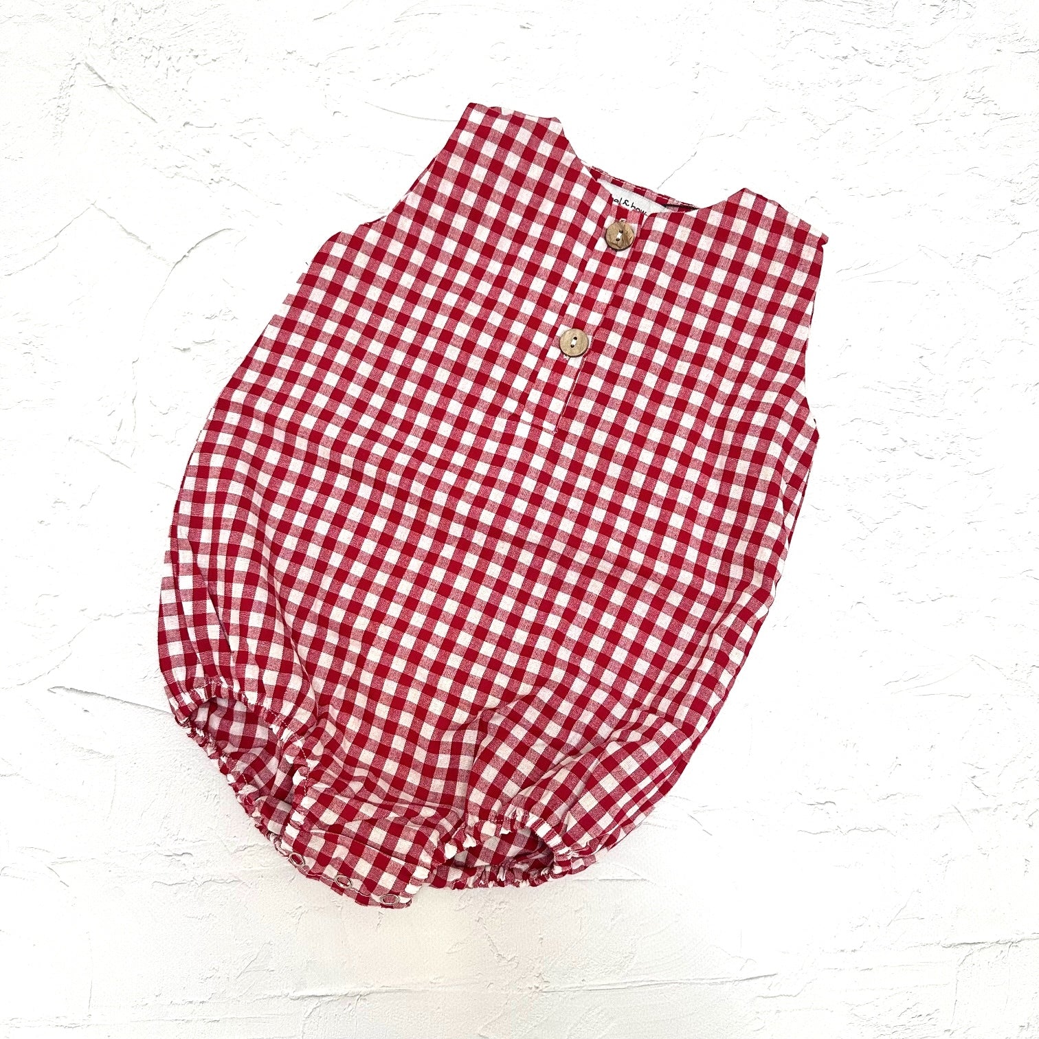 Gingham Bubble Romper - Red