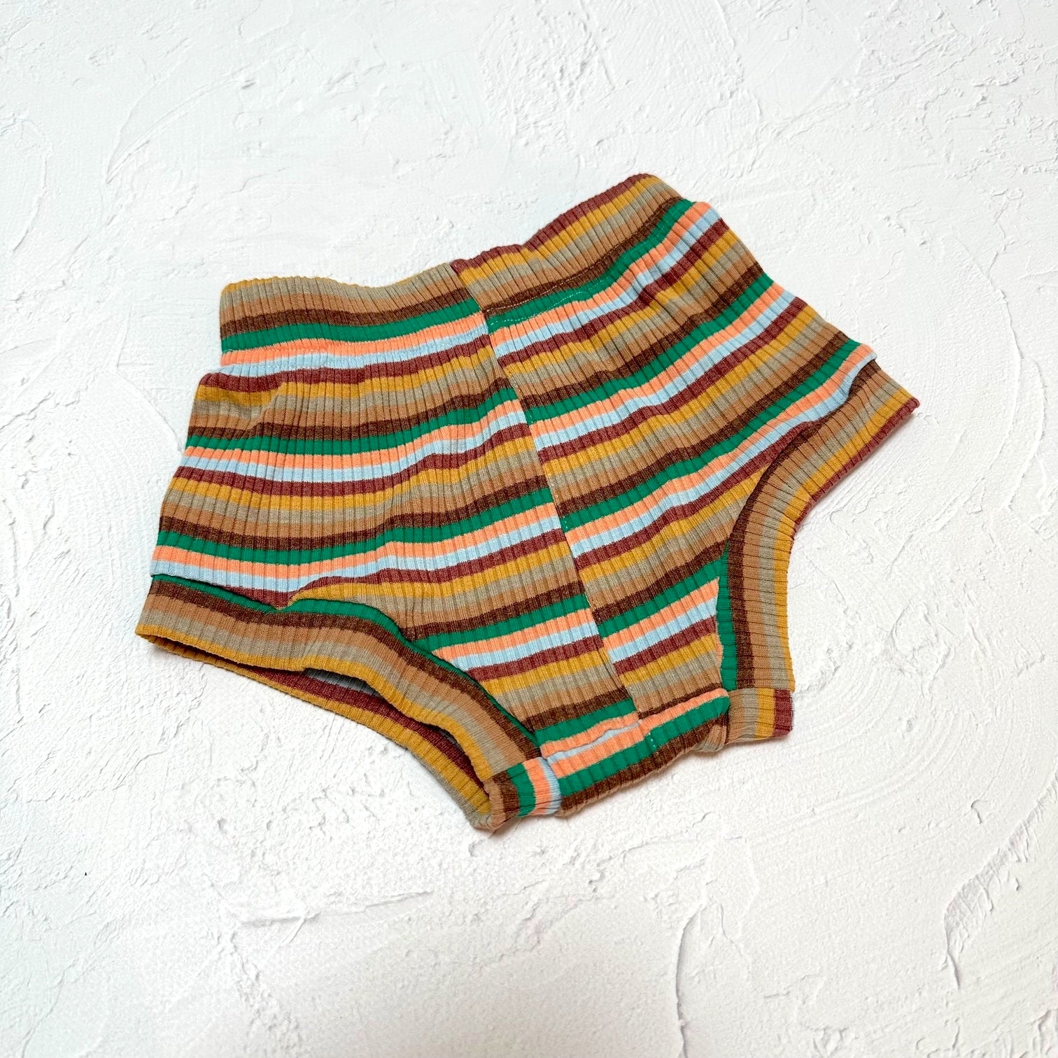 Ribbed Shorts - Tan Stripes 6-12m