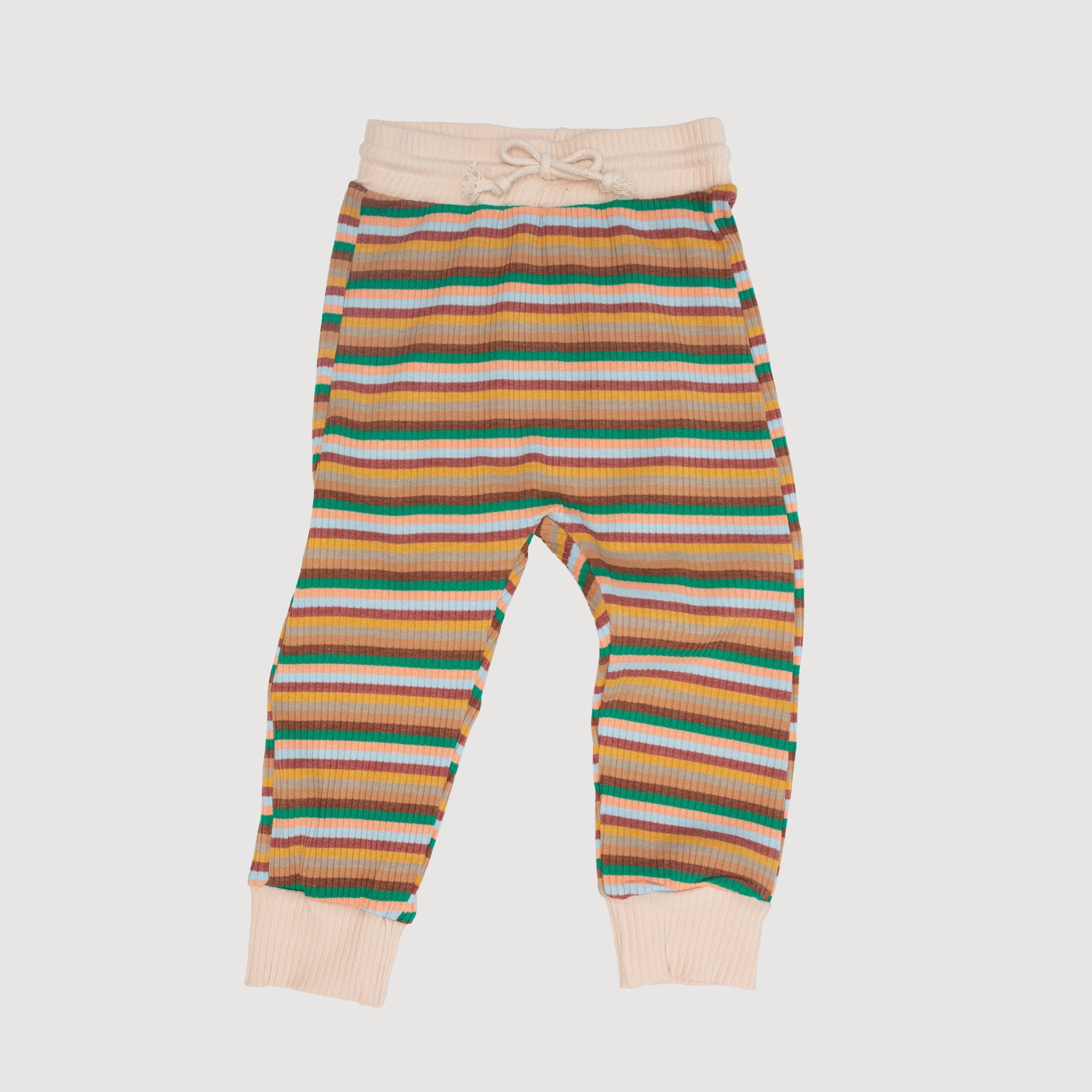 Jogger Pants - Tan Stripes bel & bow