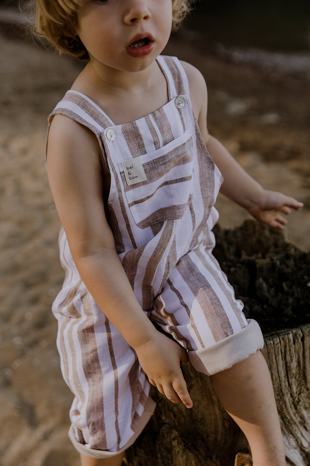 Linen Overall bel & bow