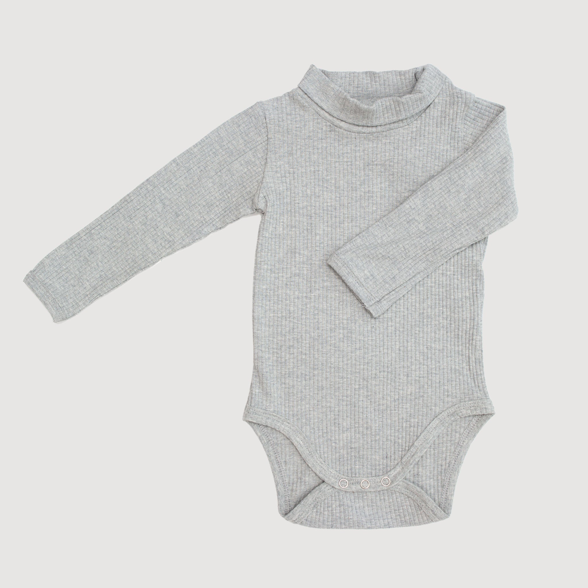 Mock Neck Ribbed Long Sleeve Bodysuit - Grey Marle bel & bow