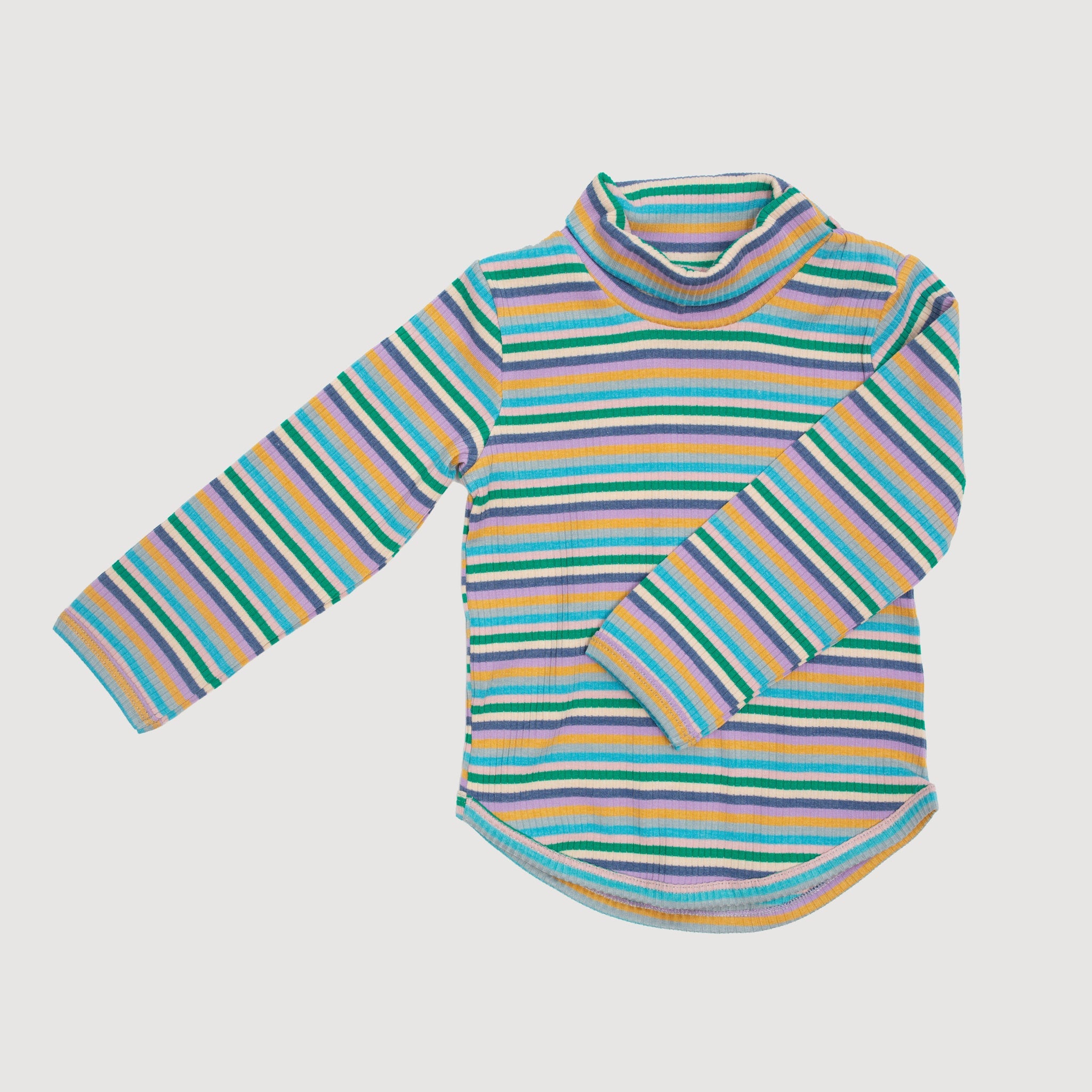 Mock Neck Ribbed Long Sleeve Top - Blue Stripes bel & bow