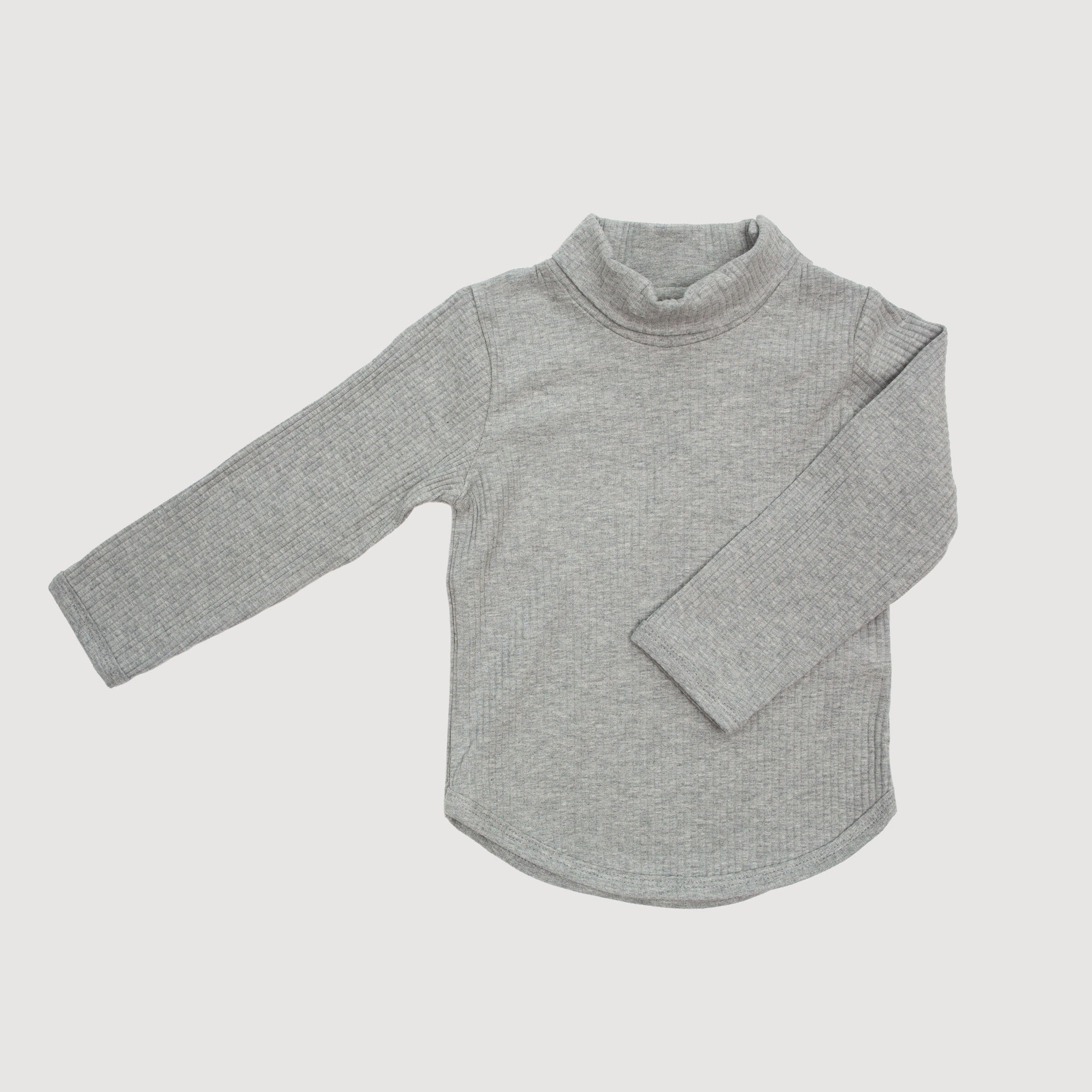 Mock Neck Ribbed Long Sleeve Top - Grey Marle bel & bow