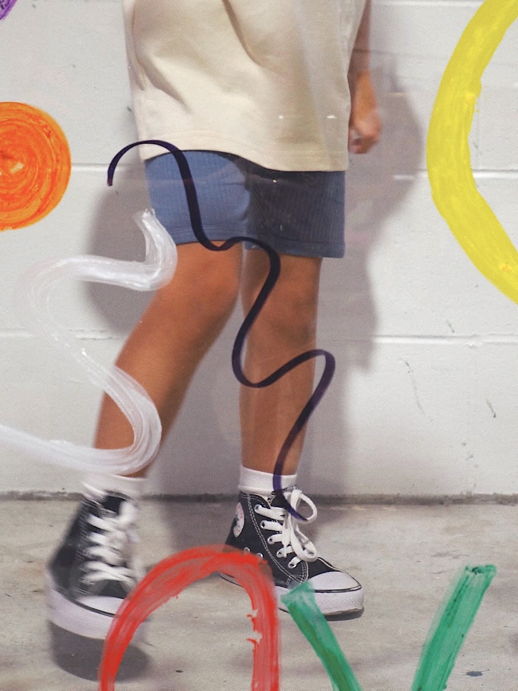 Ribbed Bike Short - Denim Blue bel & bow