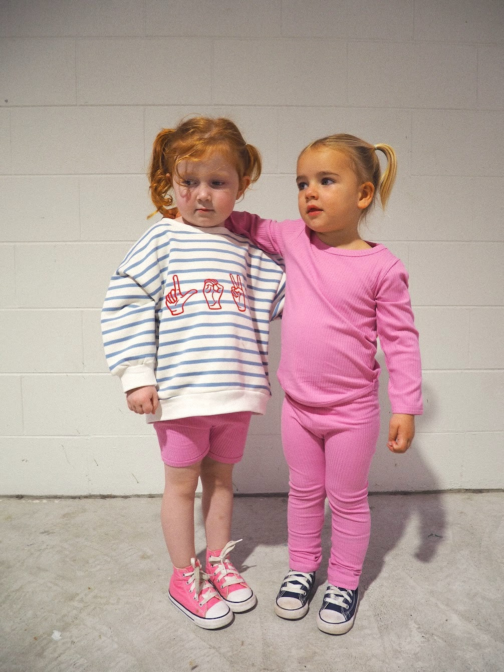 Ribbed Long Sleeve Top - Lolly Pink bel & bow
