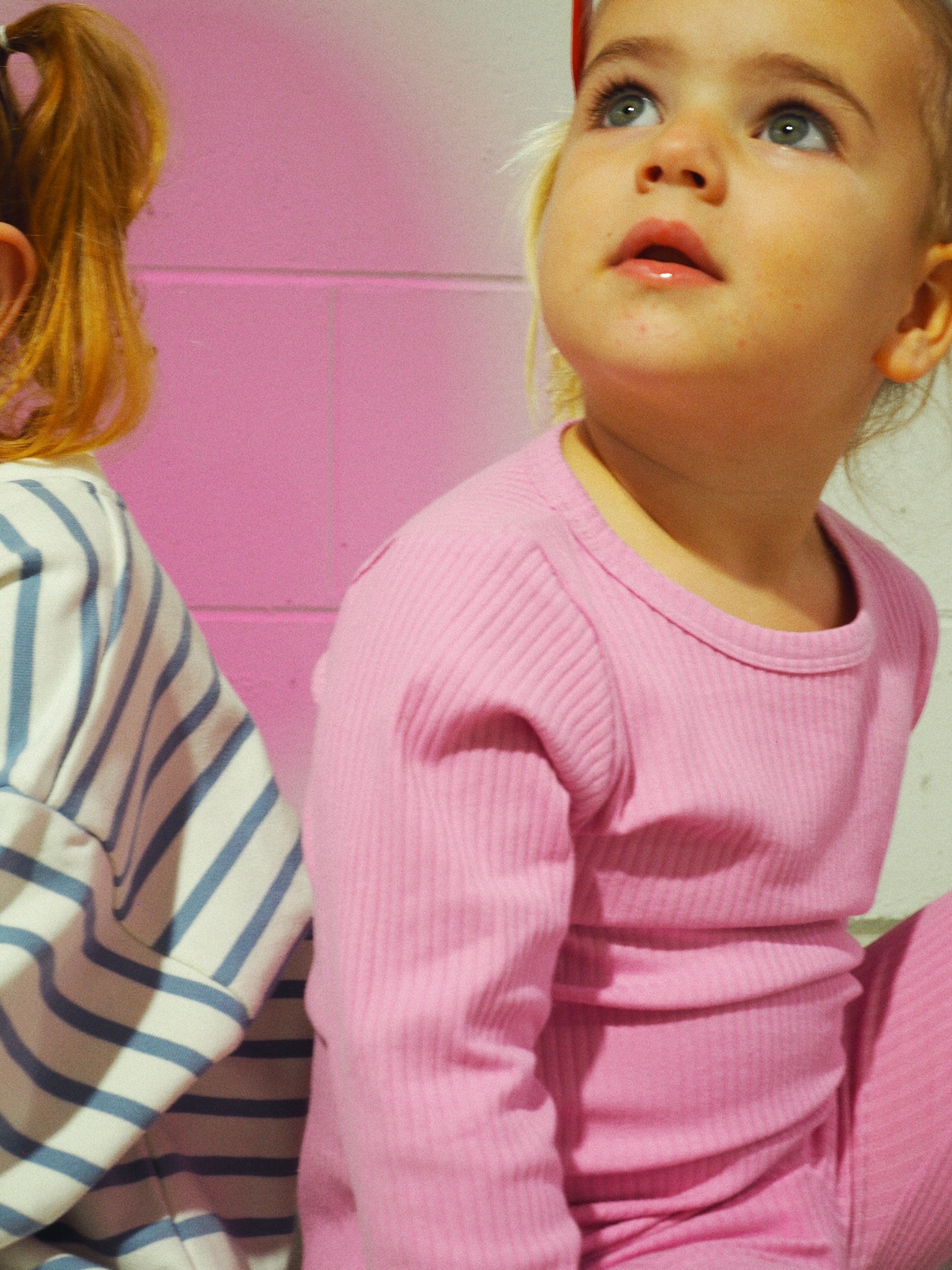 Ribbed Long Sleeve Top - Lolly Pink bel & bow