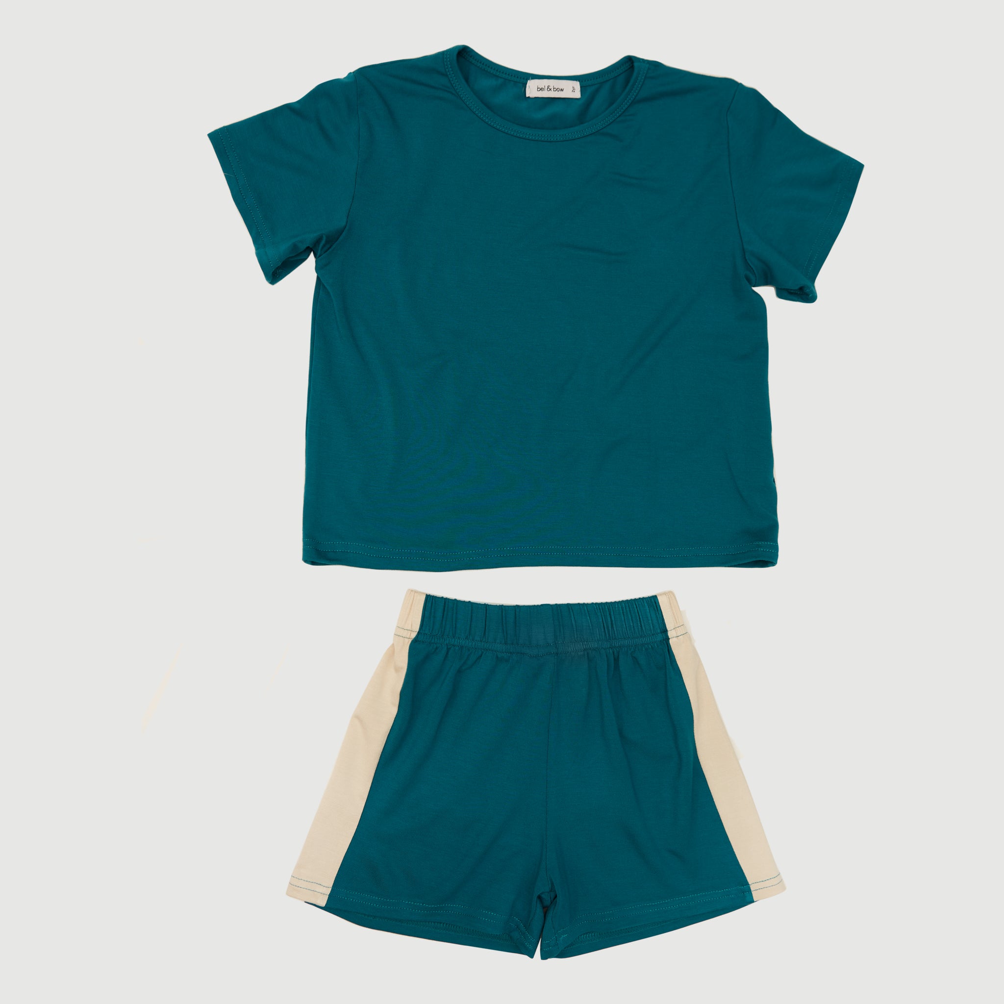 Bamboo Lounge T-Shirt & Retro Shorts Set - Teal