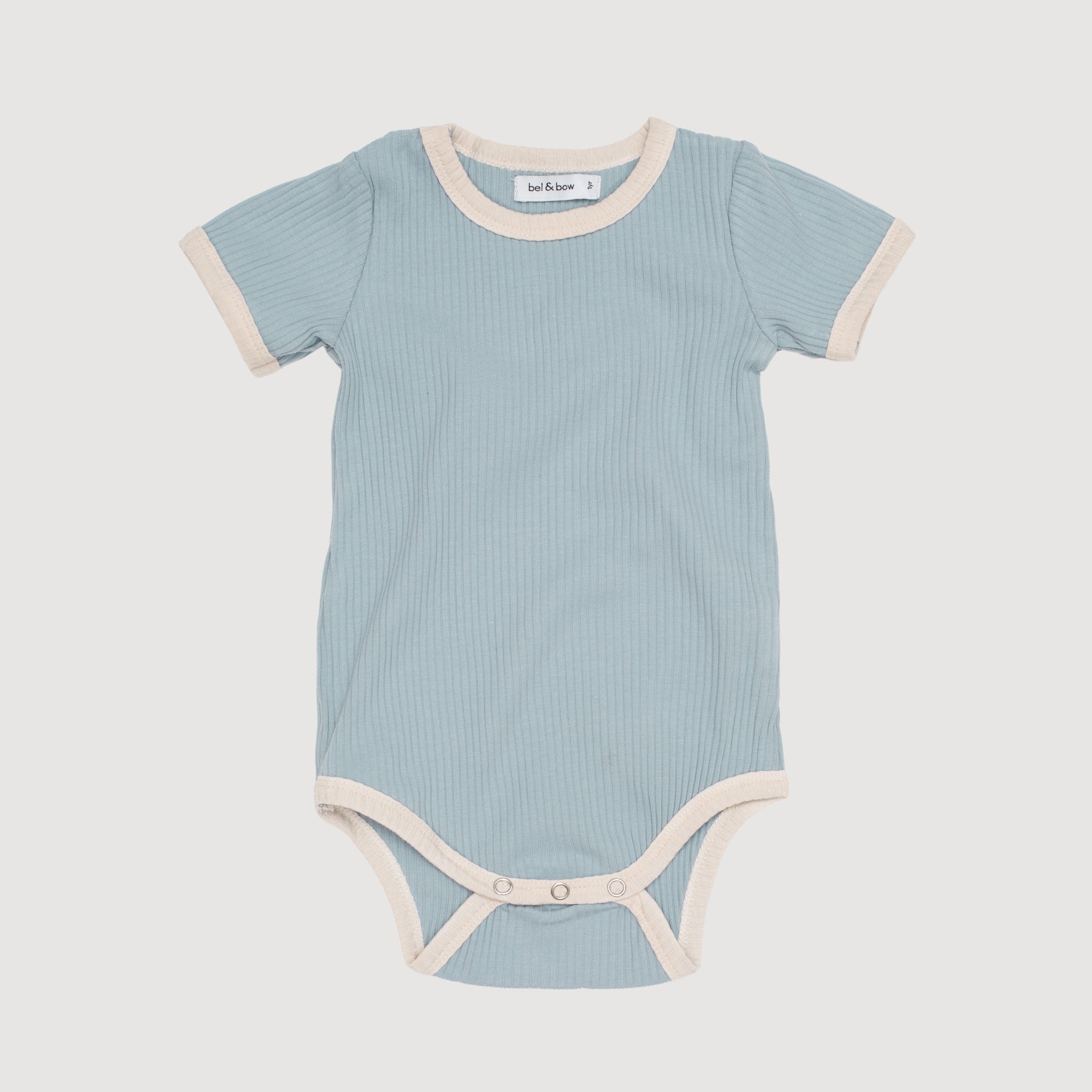NEW COLOUR Retro Ringer Ribbed Bodysuit - Duck Egg Blue