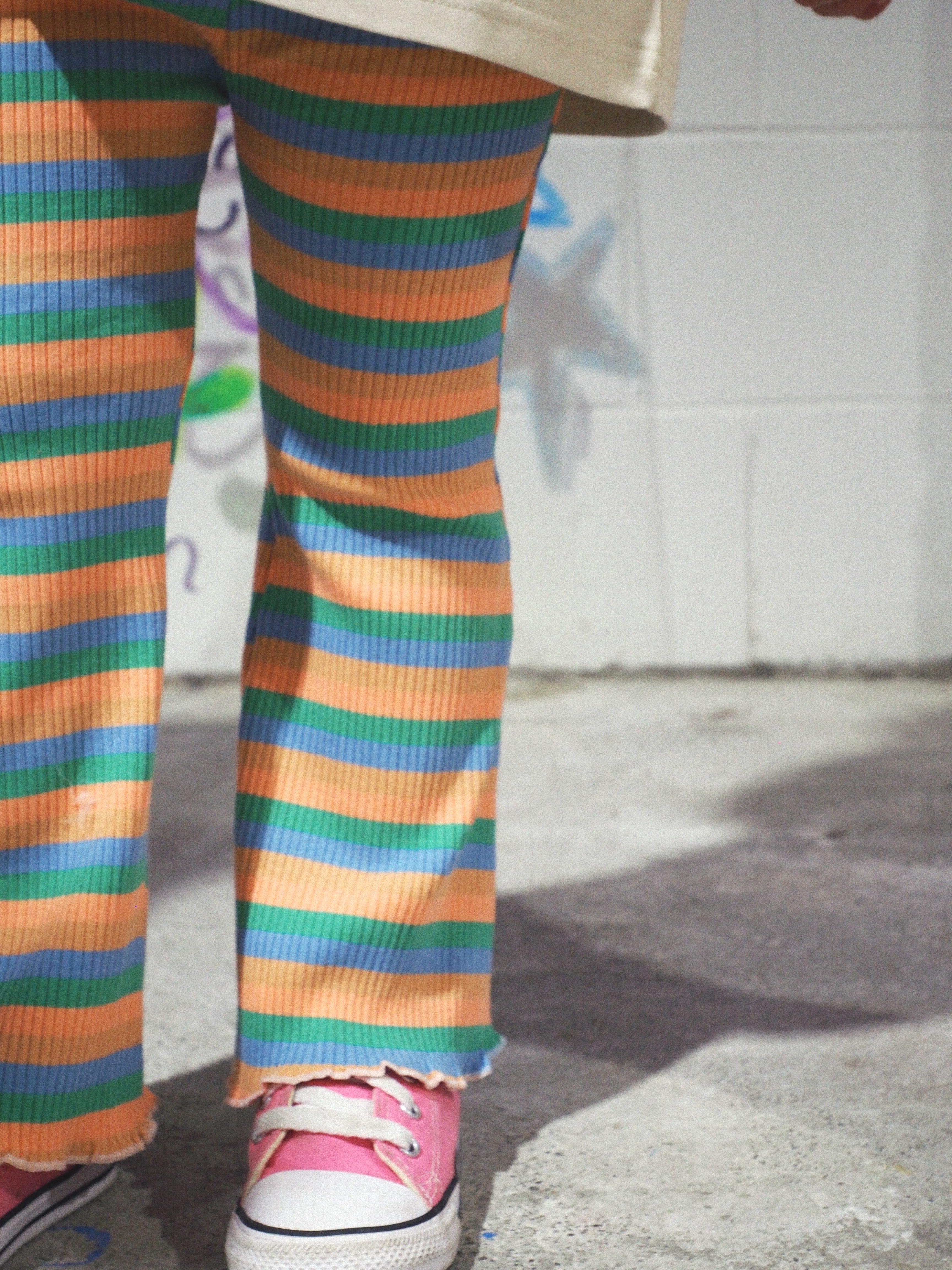 Stripe Ribbed Bell Bottoms - Sorbet