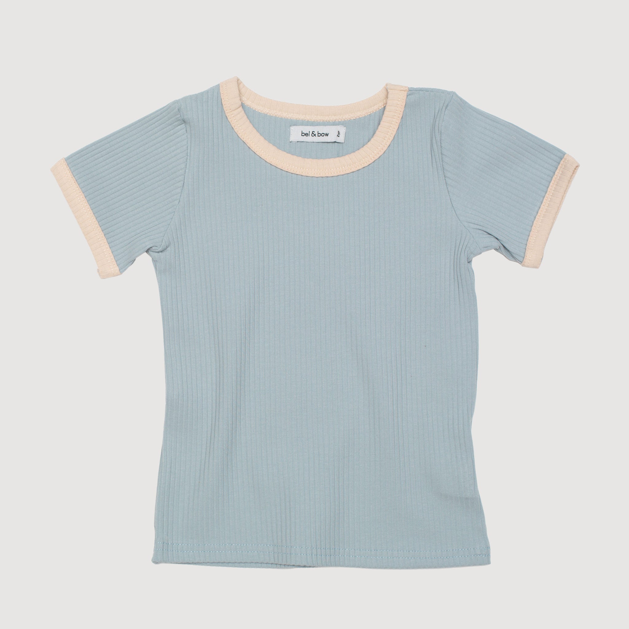 NEW COLOUR Retro Ringer Ribbed Tee - Duck Egg Blue