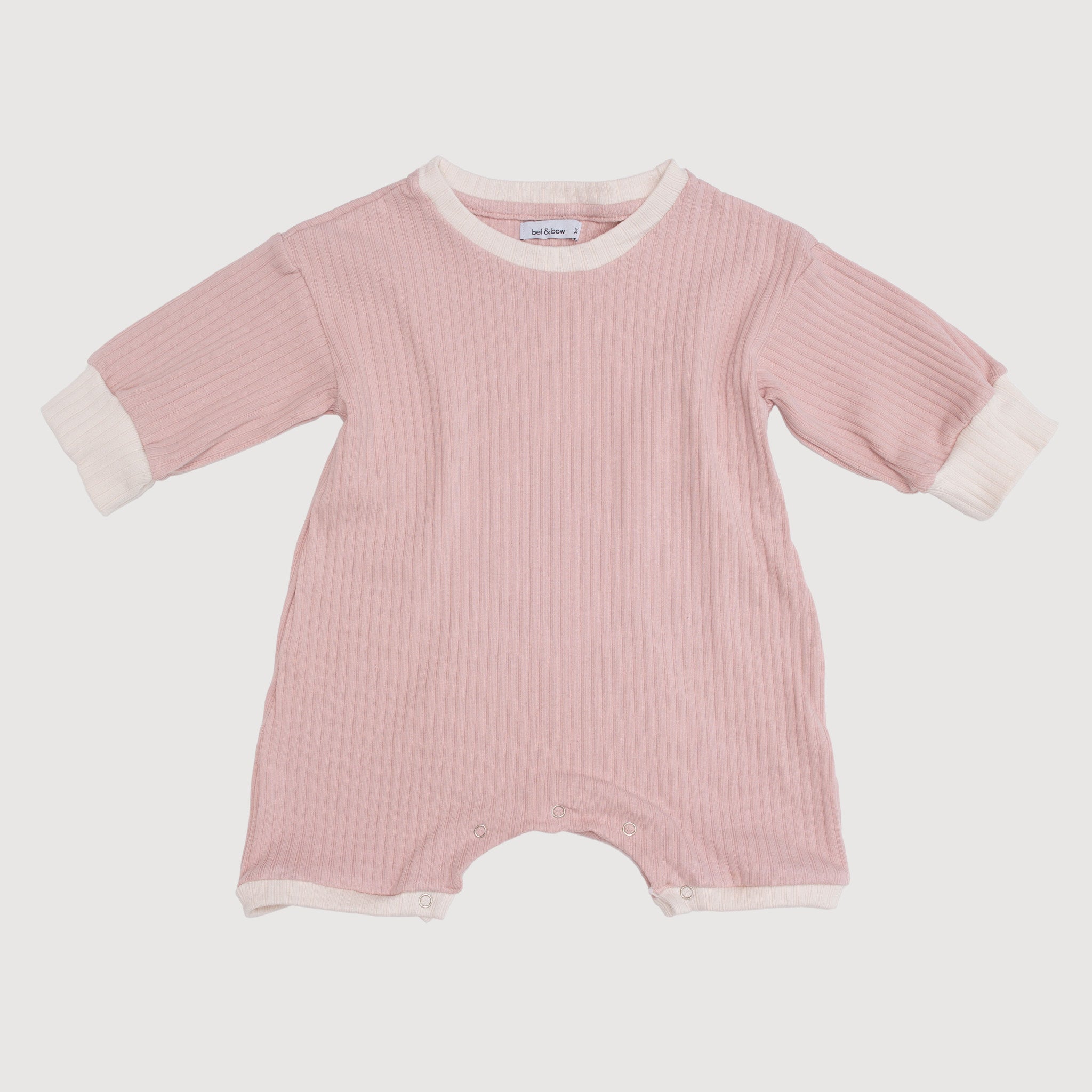 Wide Ribbed Contrast Playsuit - Bisque bel & bow