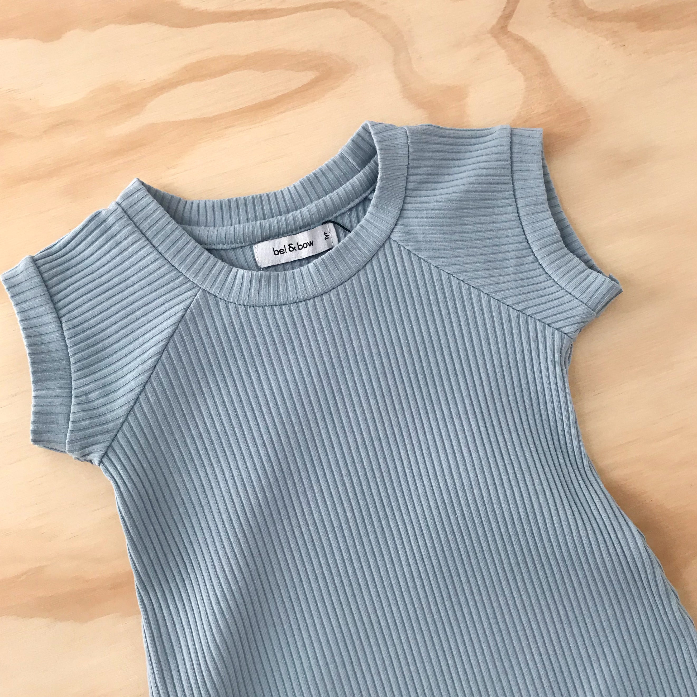 Ribbed Everyday Playsuit - Duck Egg bel & bow