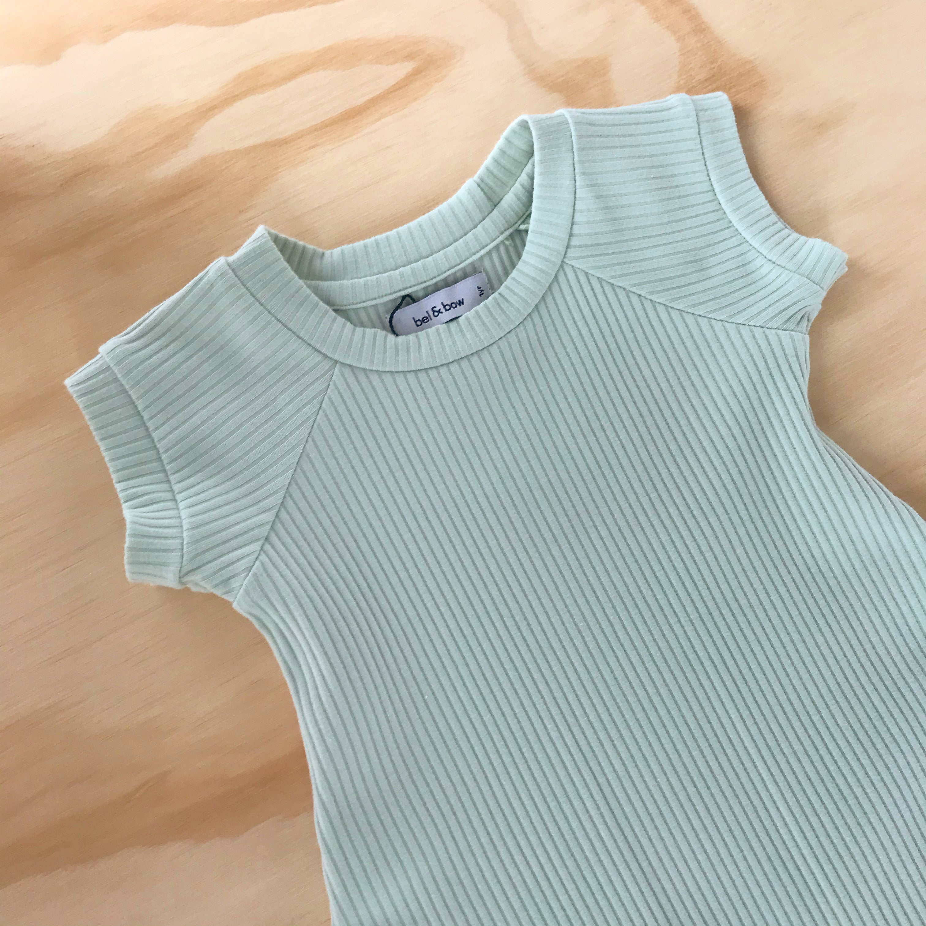 Ribbed Everyday Playsuit - Mint bel & bow
