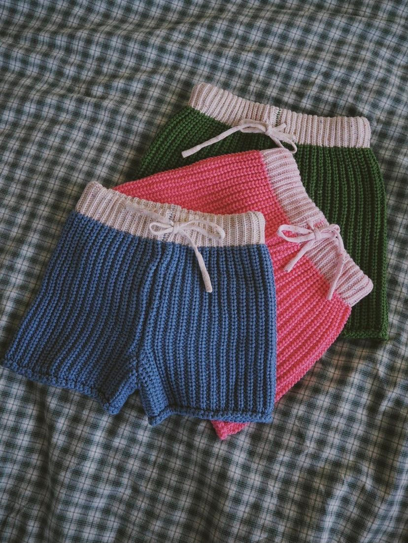 Stripe Chunky Knit Short - Pink with Speckle Baby Pink bel & bow