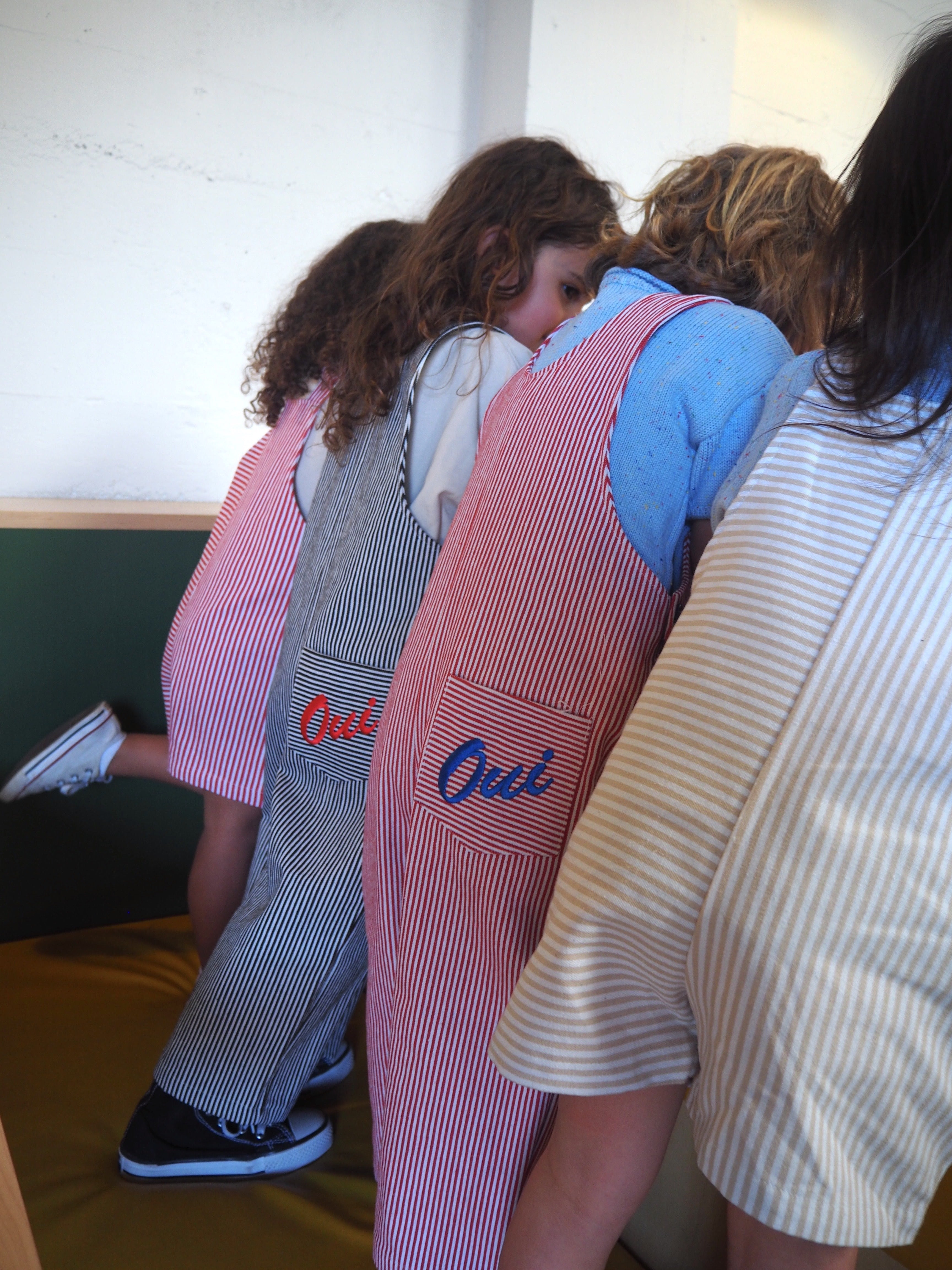 Overall - Red Stripe bel & bow
