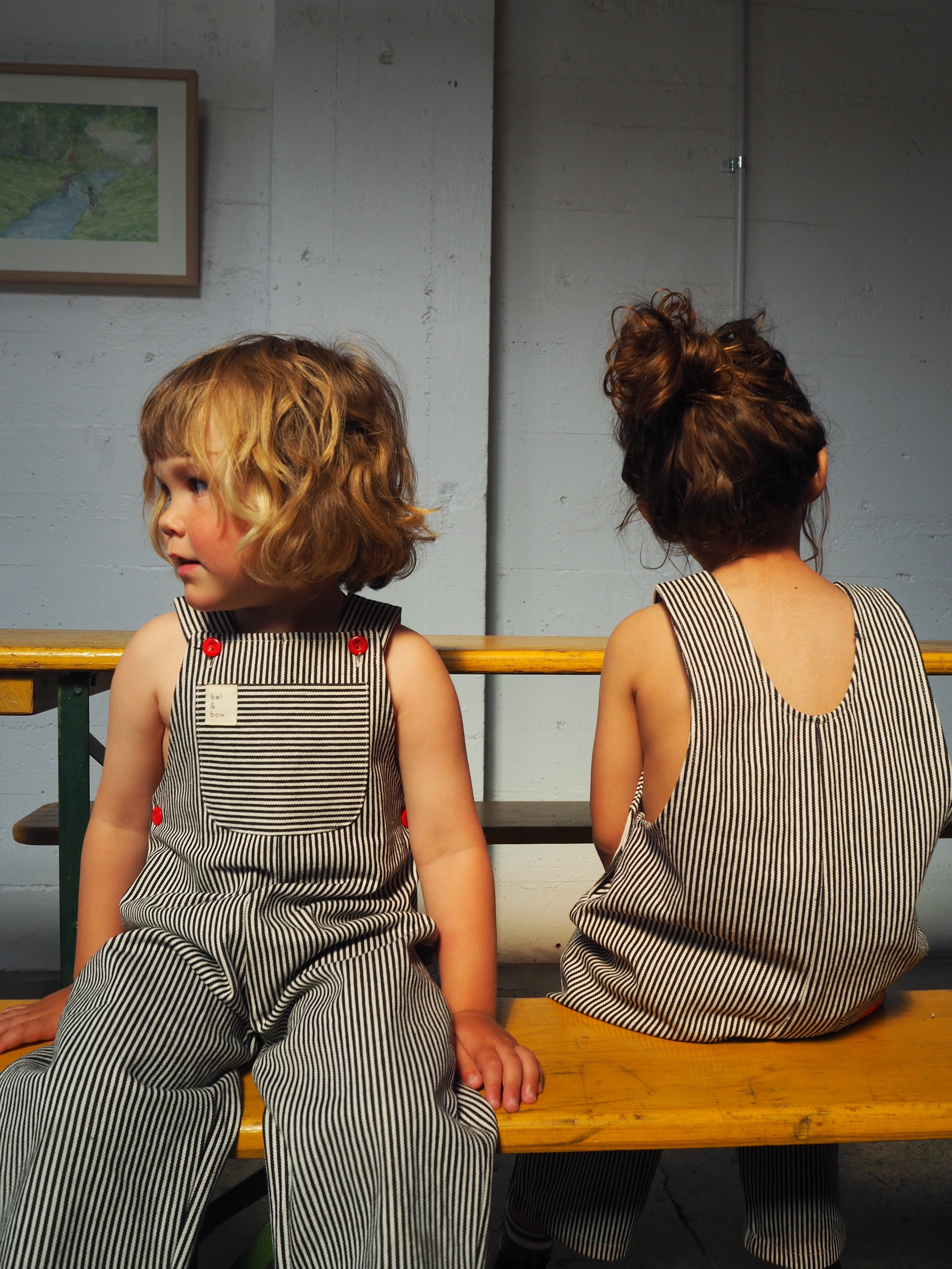 Overall - Black Stripe bel & bow