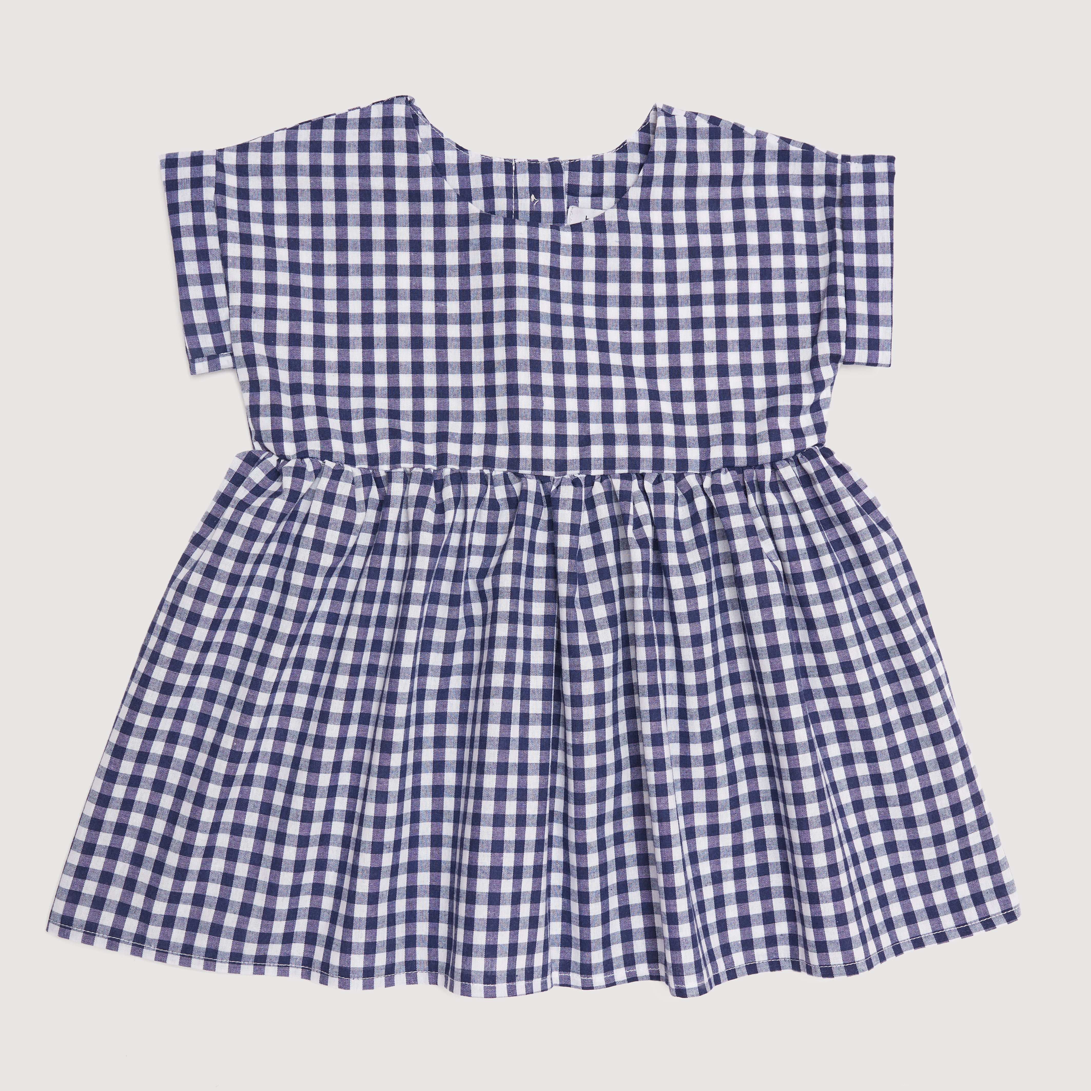Smock Dress In Navy Gingham bel & bow