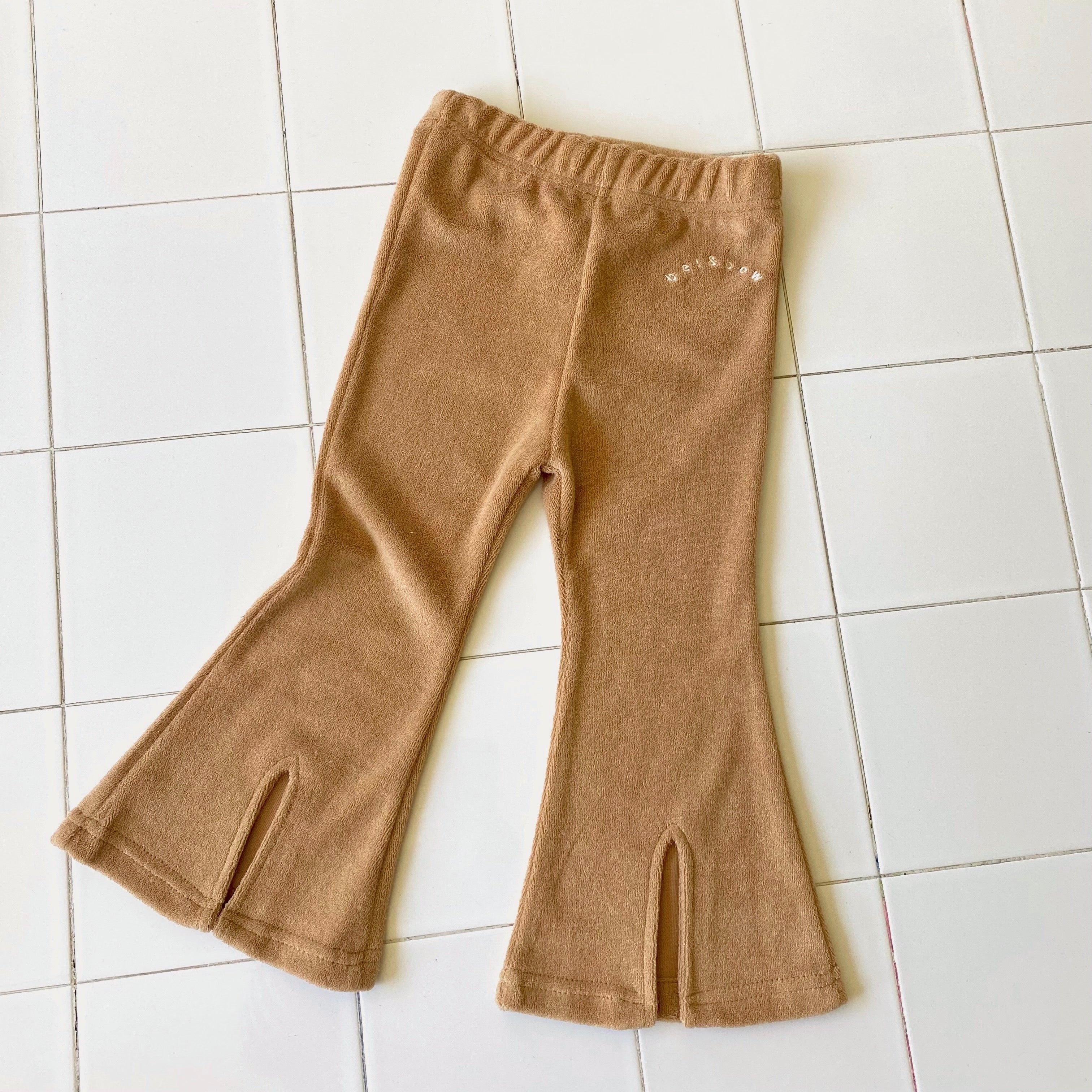 Terry Towel Flare Pant - Camel bel & bow