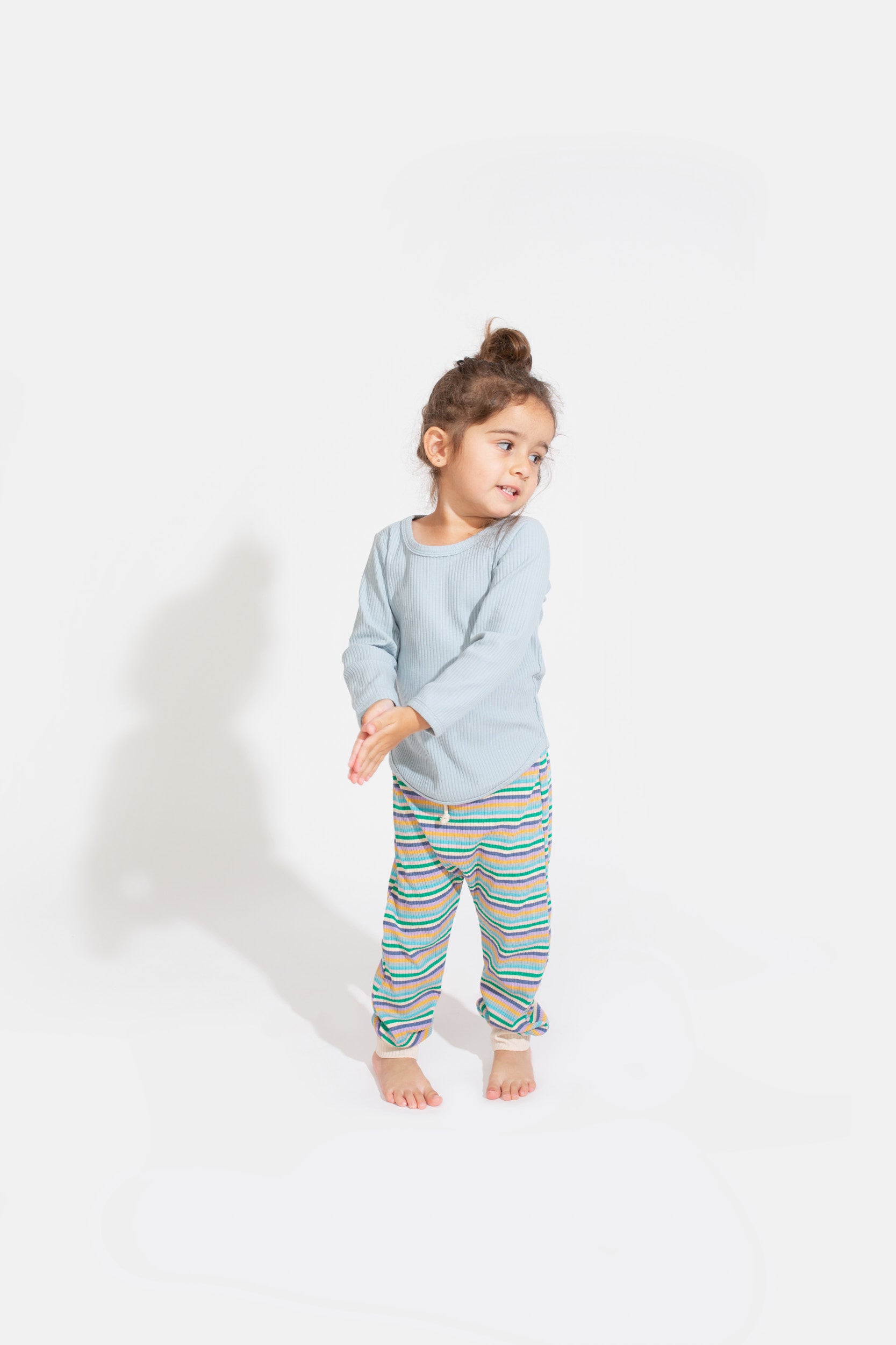 Ribbed Long Sleeve Top - Dusty Blue bel & bow