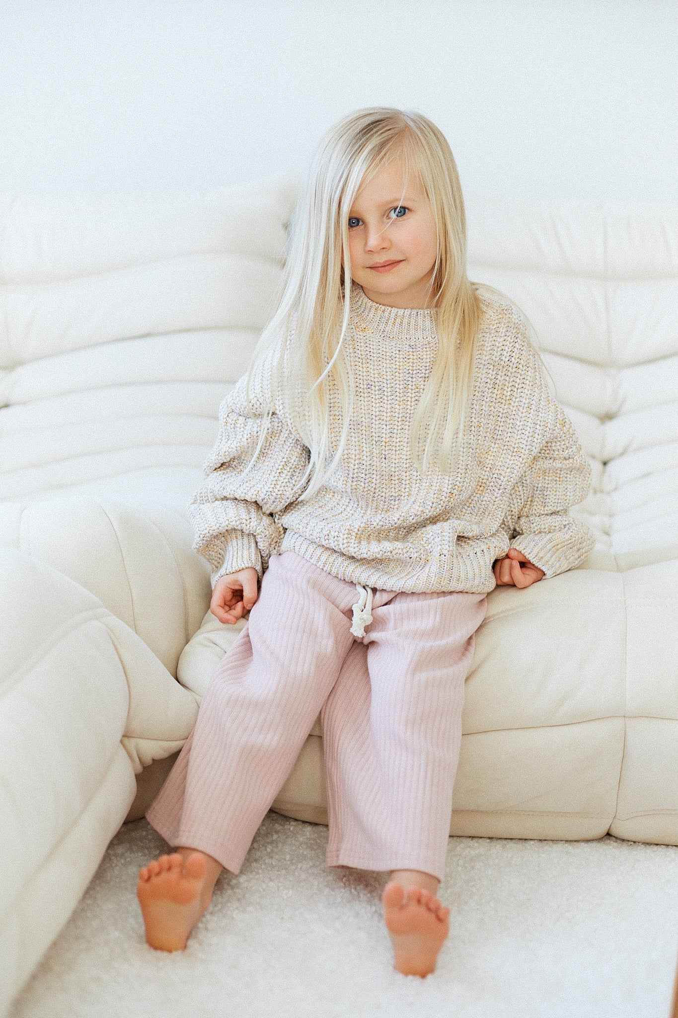 Wide Ribbed Crop Leg Pant - Bisque bel & bow