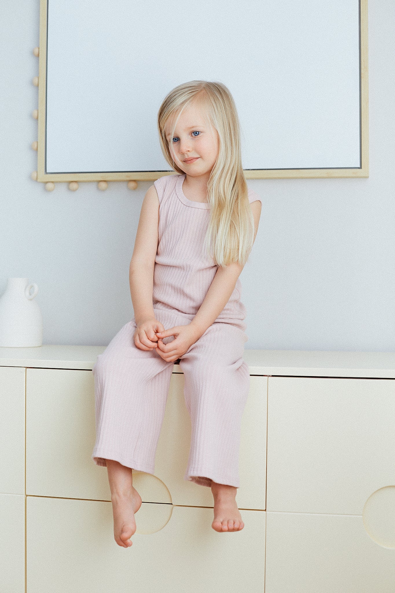 Wide Ribbed Crop Leg Pant - Bisque bel & bow