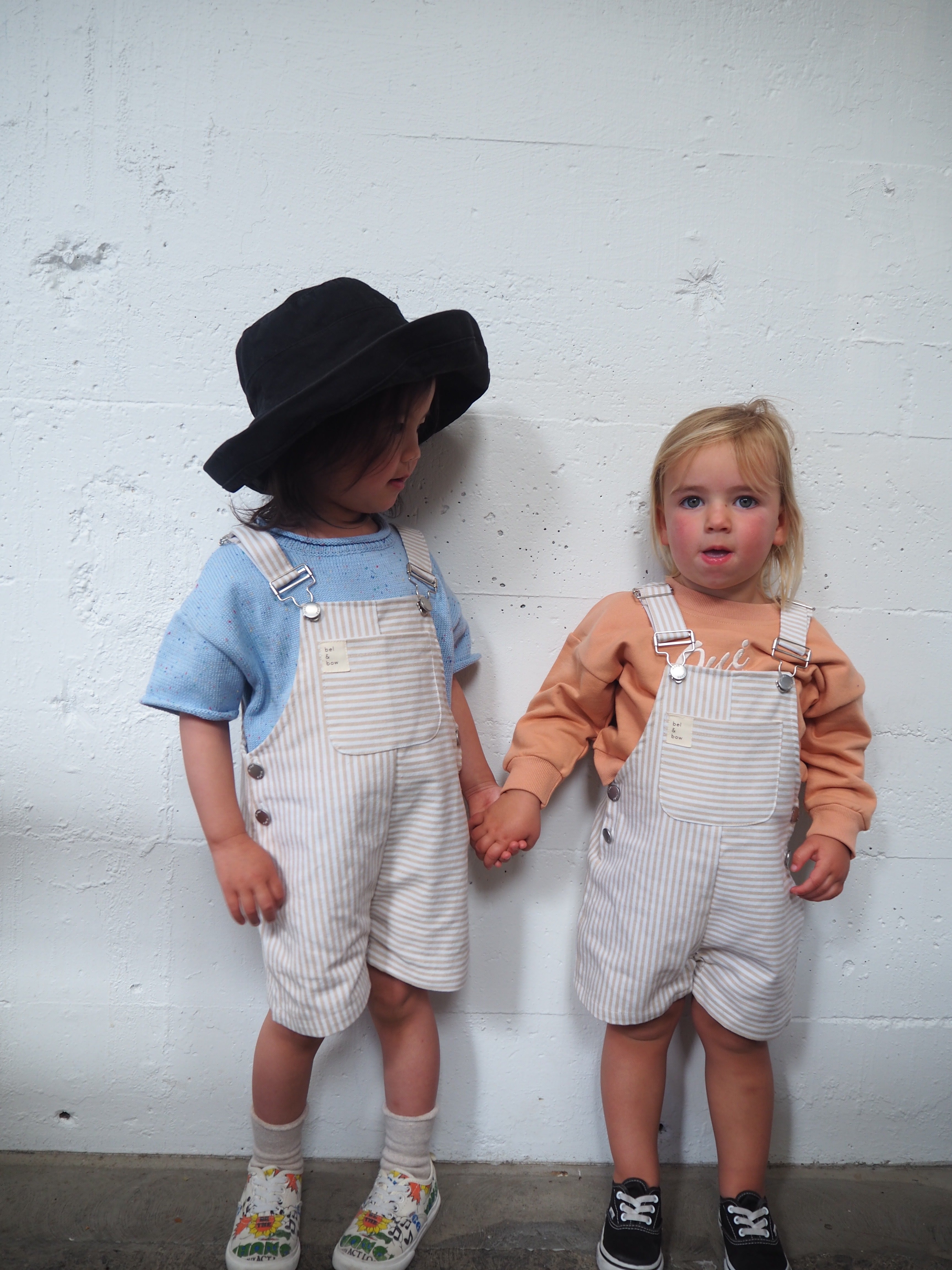 Shortall - Natural Stripe bel & bow