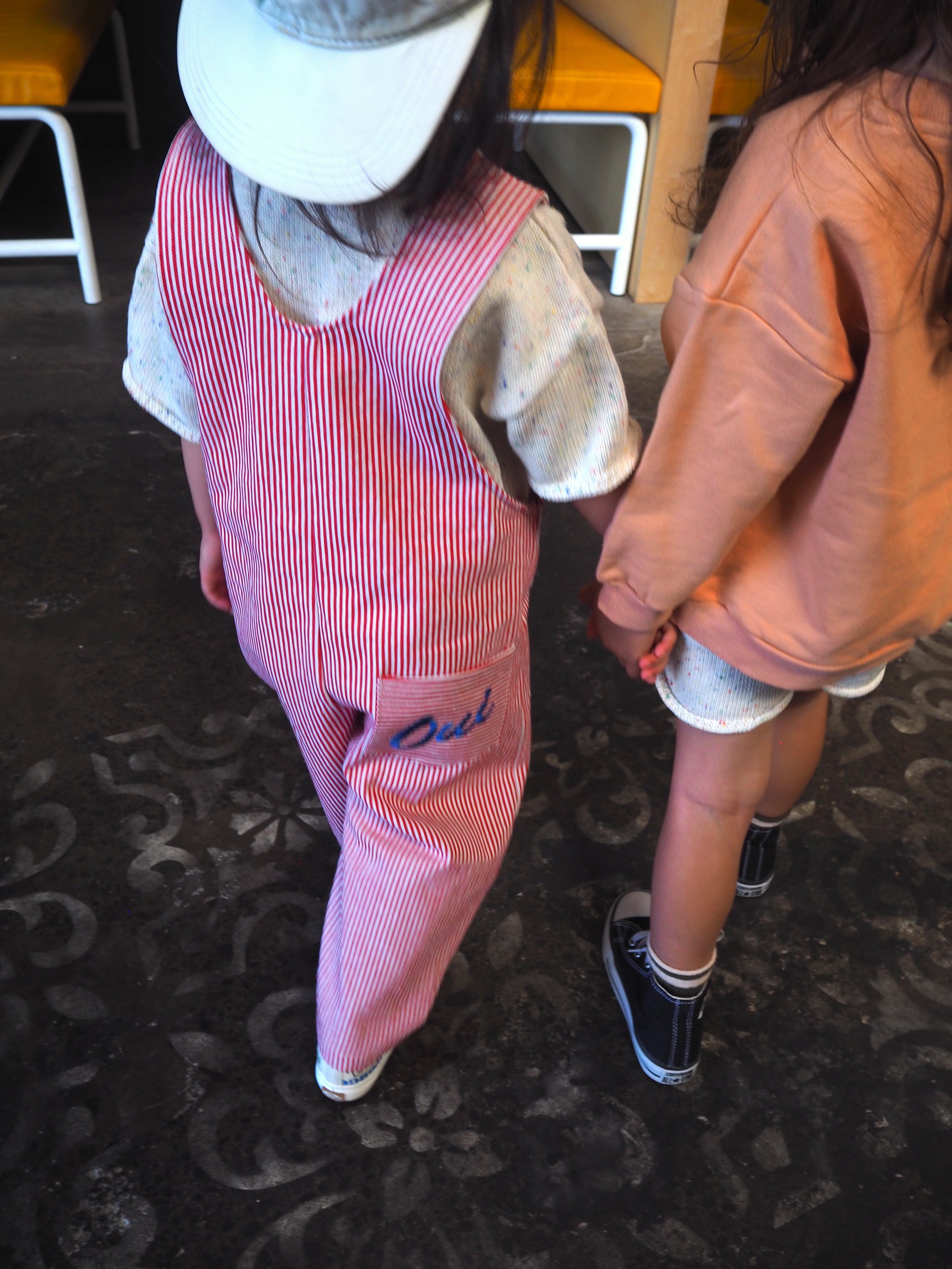 Overall - Red Stripe bel & bow
