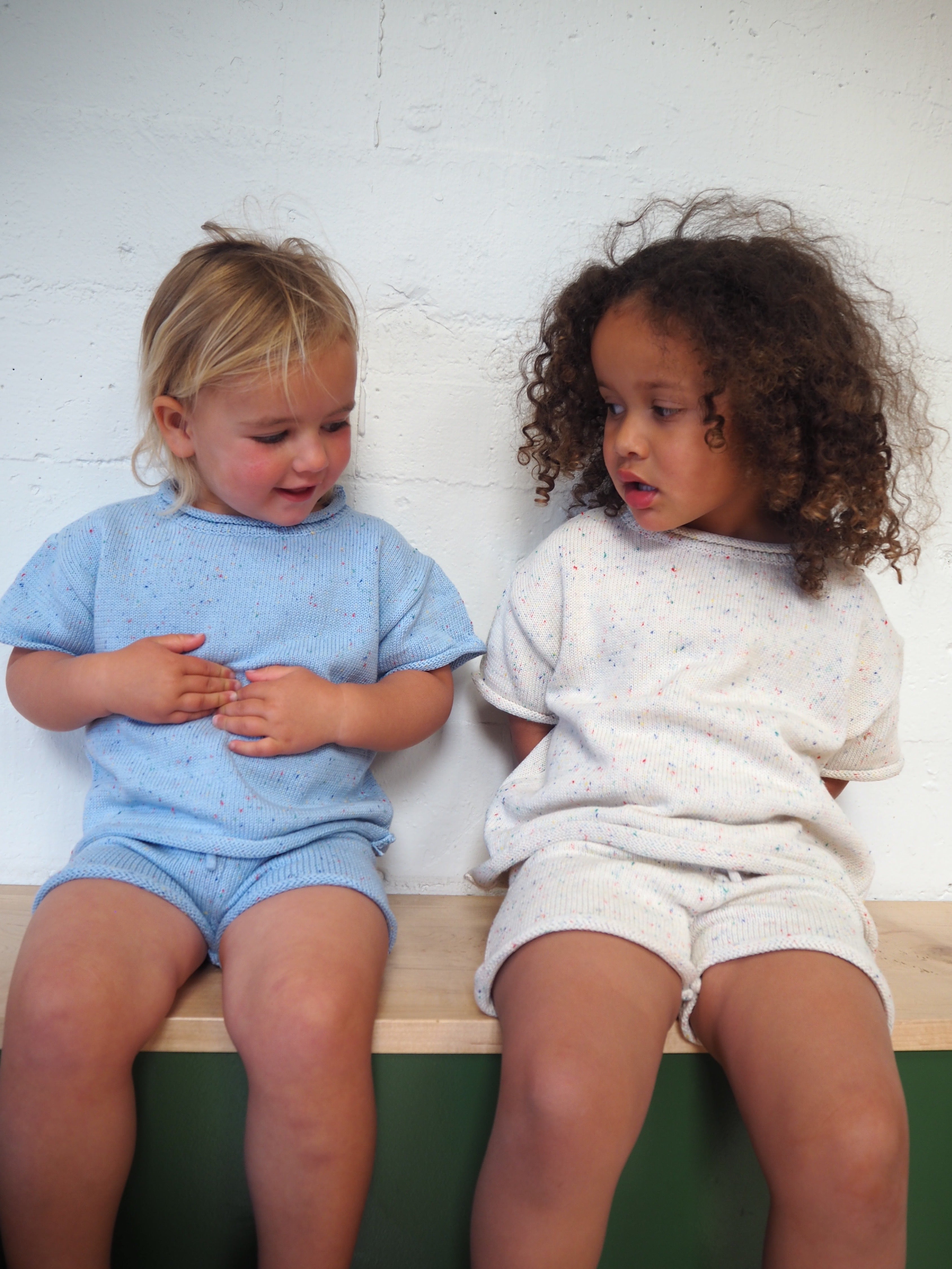 Sprinkle Summer Knit Set - Baby Blue bel & bow