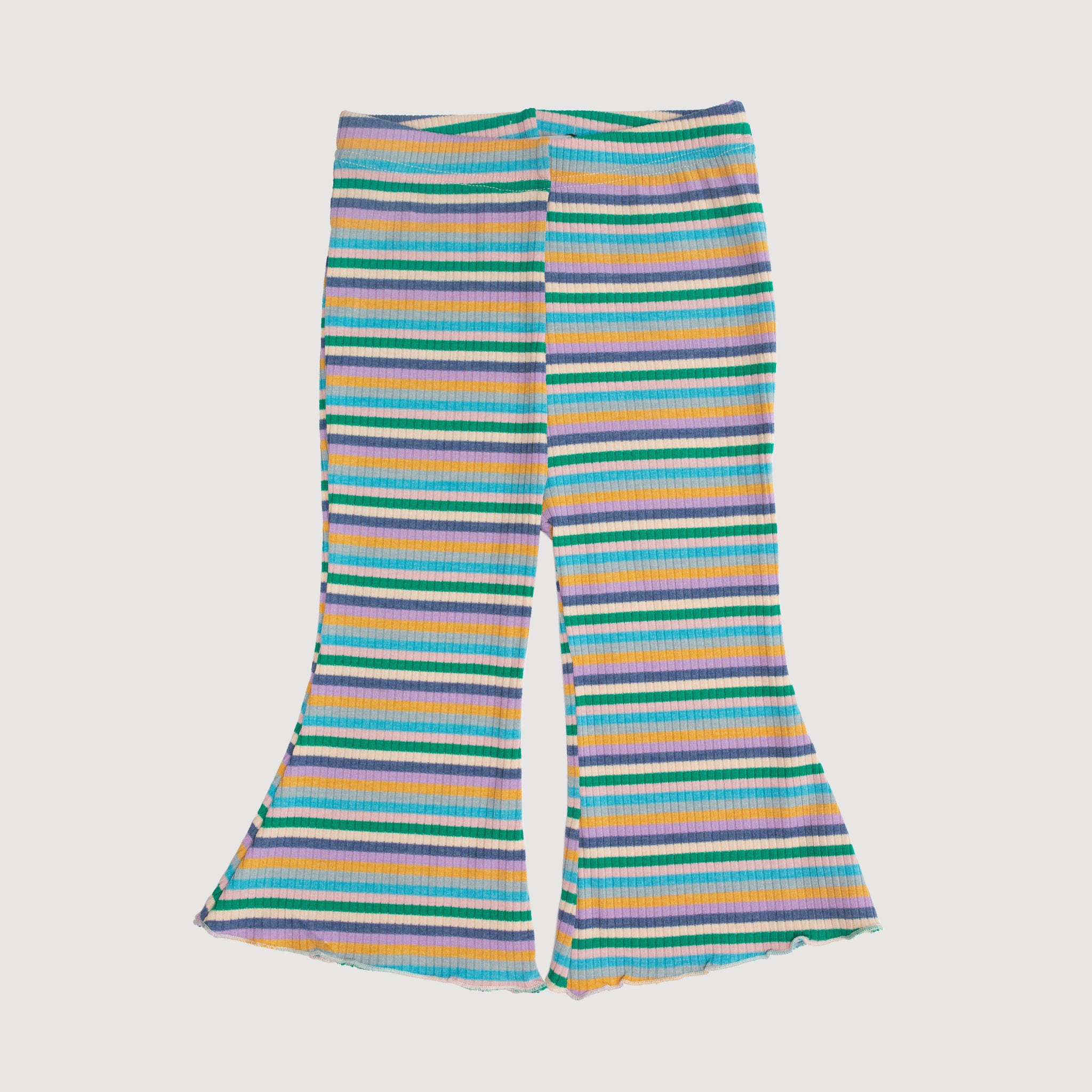 Ribbed Bell Bottoms - Blue Stripes bel & bow