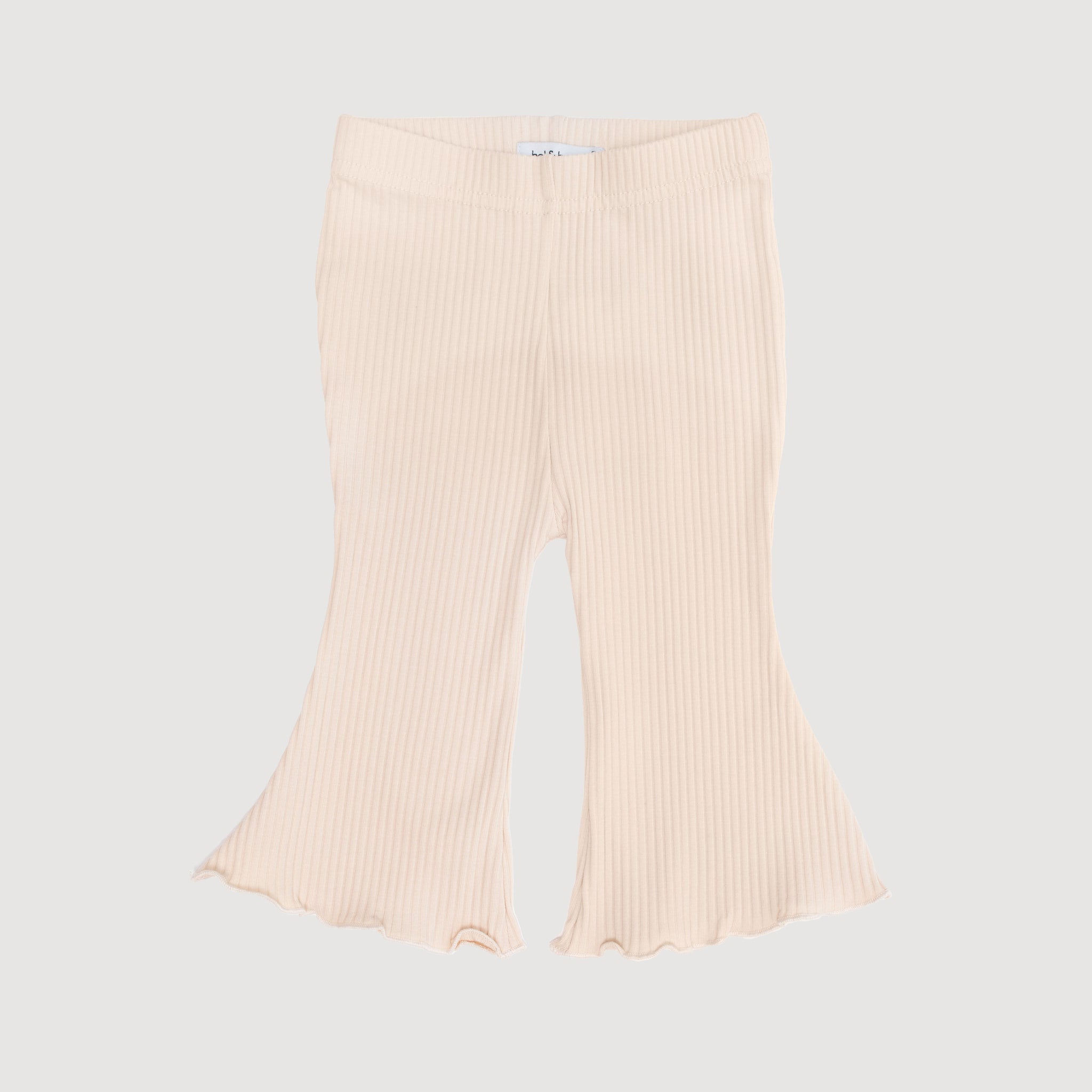Ribbed Bell Bottoms - Oatmeal bel & bow