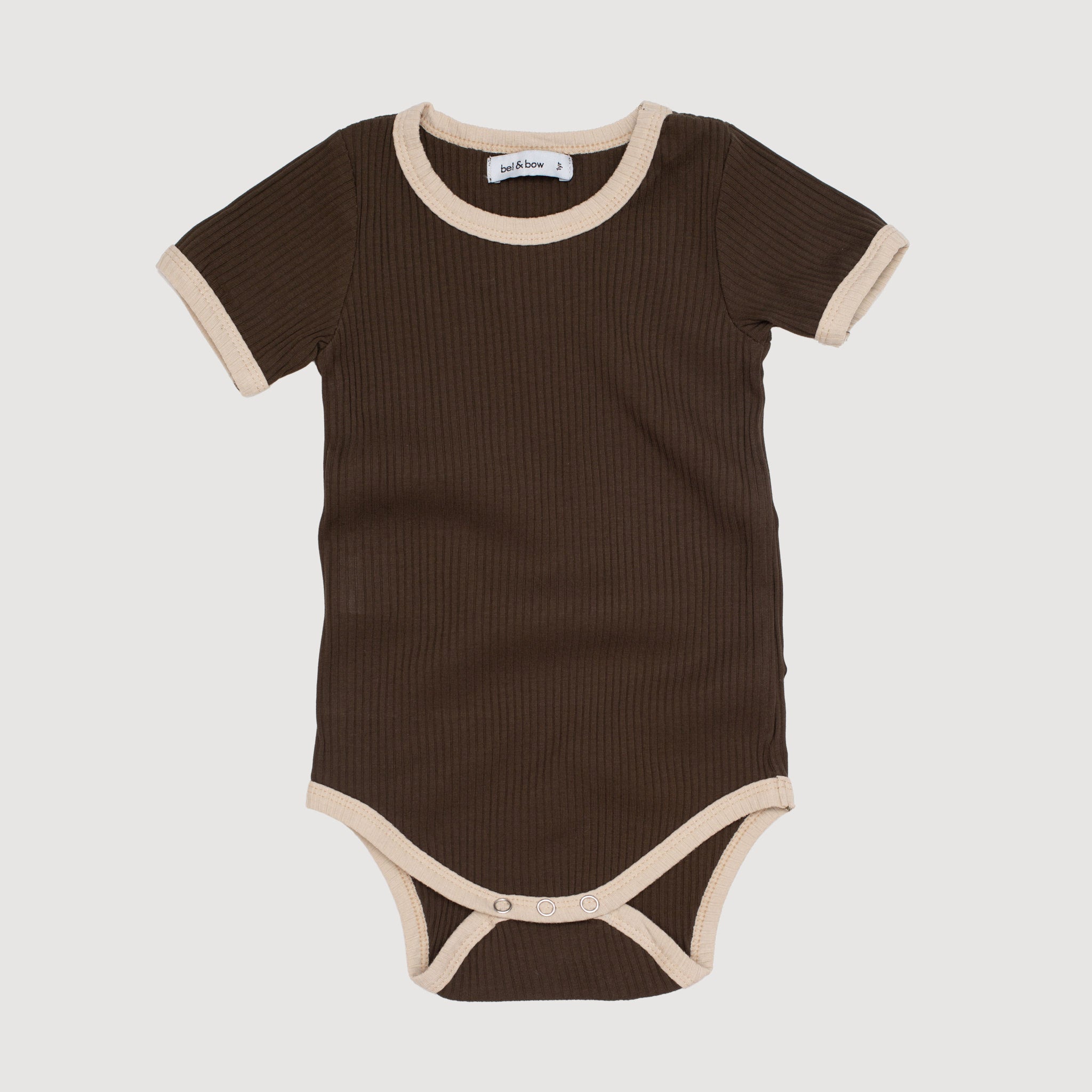 Retro Ringer Ribbed Bodysuit - Olive bel & bow