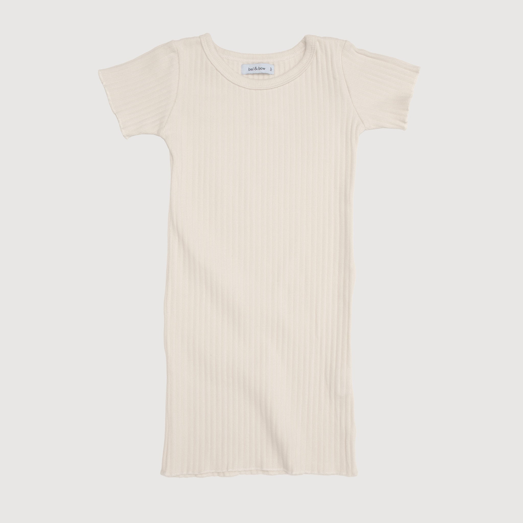 Wide Ribbed Dress - Milk bel & bow