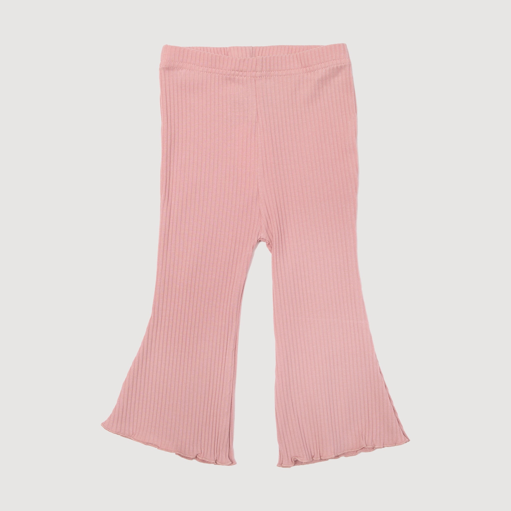 Ribbed Bell Bottoms - Musk Pink bel & bow