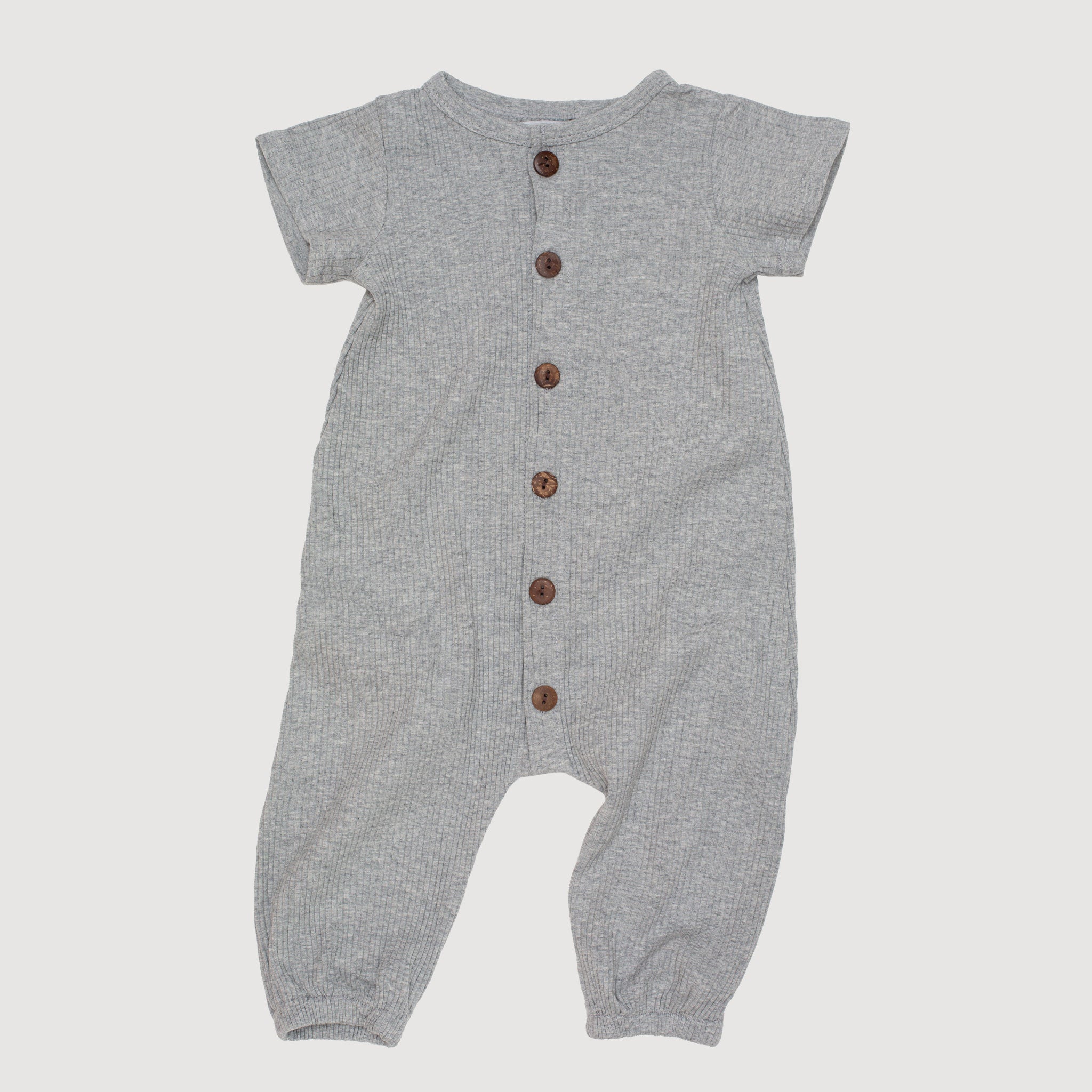 Ribbed Harem Jumpsuit - Grey Marle bel & bow