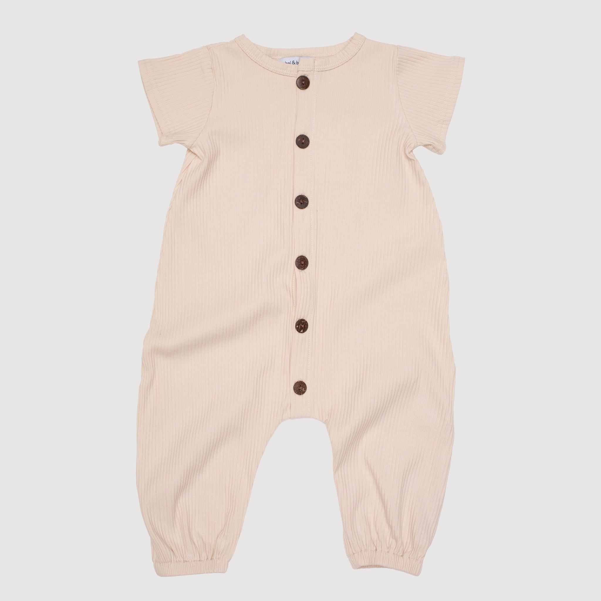 Ribbed Harem Jumpsuit - Oatmeal bel & bow